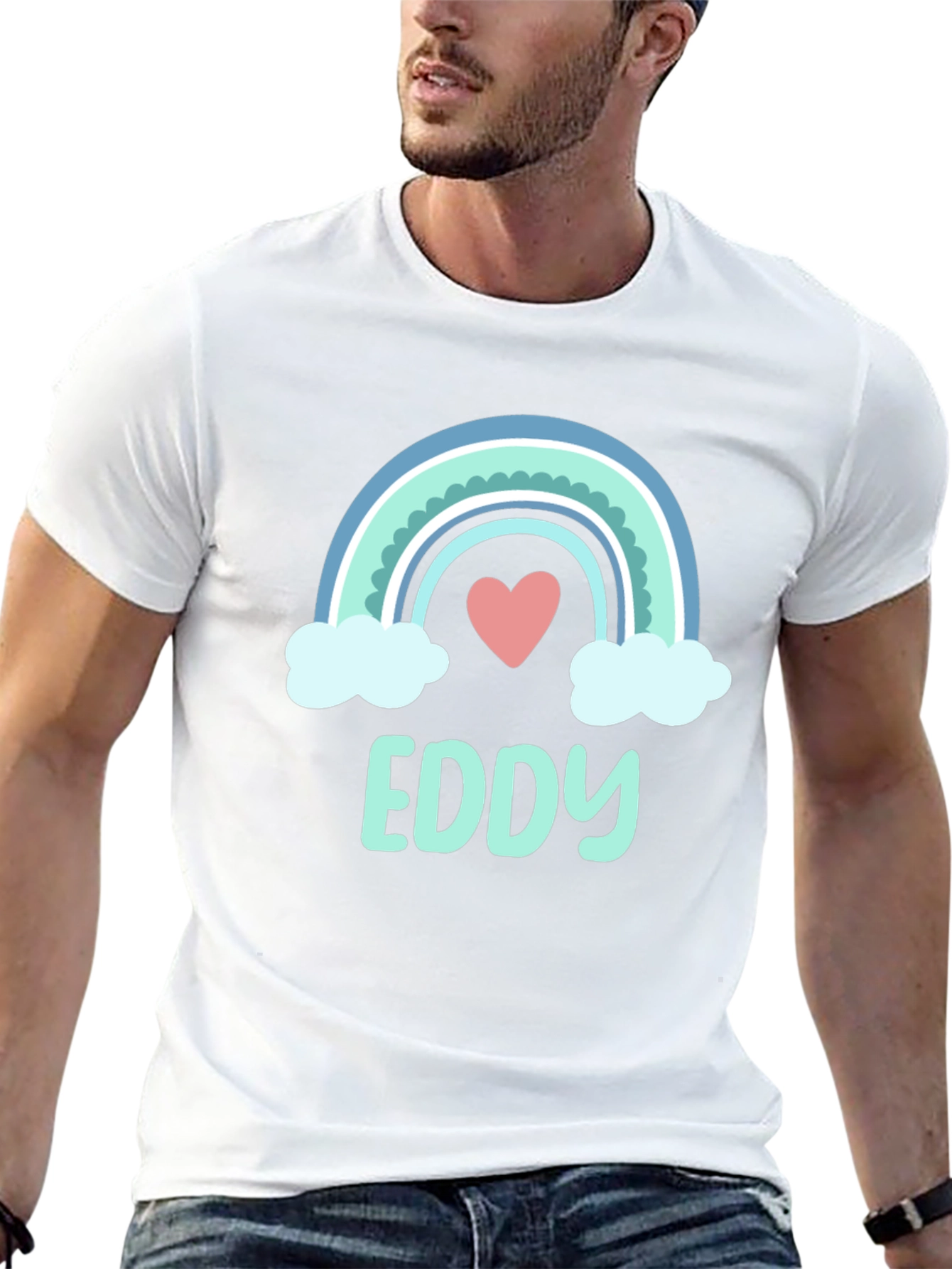 Eddy Rainbow Heart Tee - Custom Name Shirt