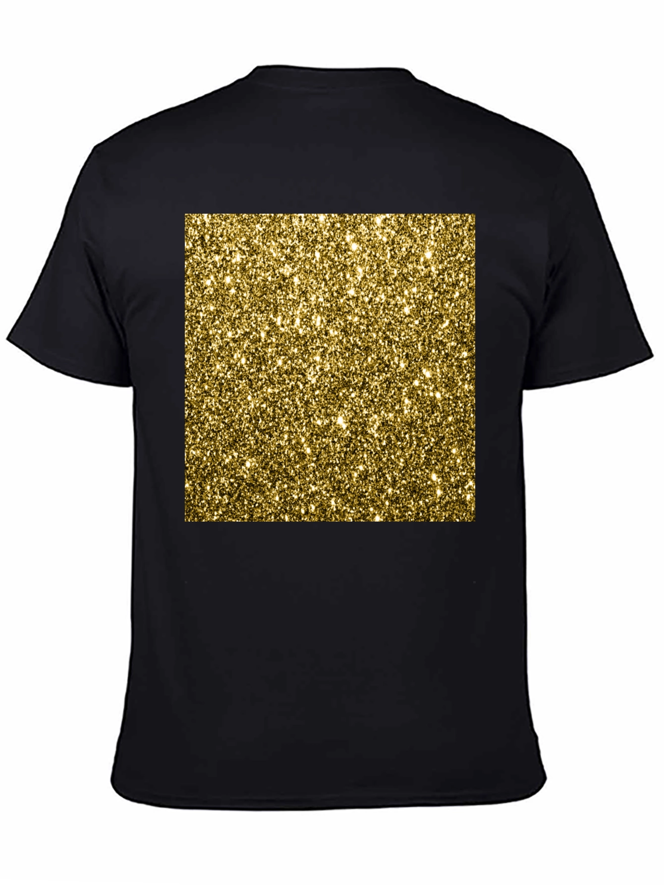Gold Glitter Print Black T-Shirt