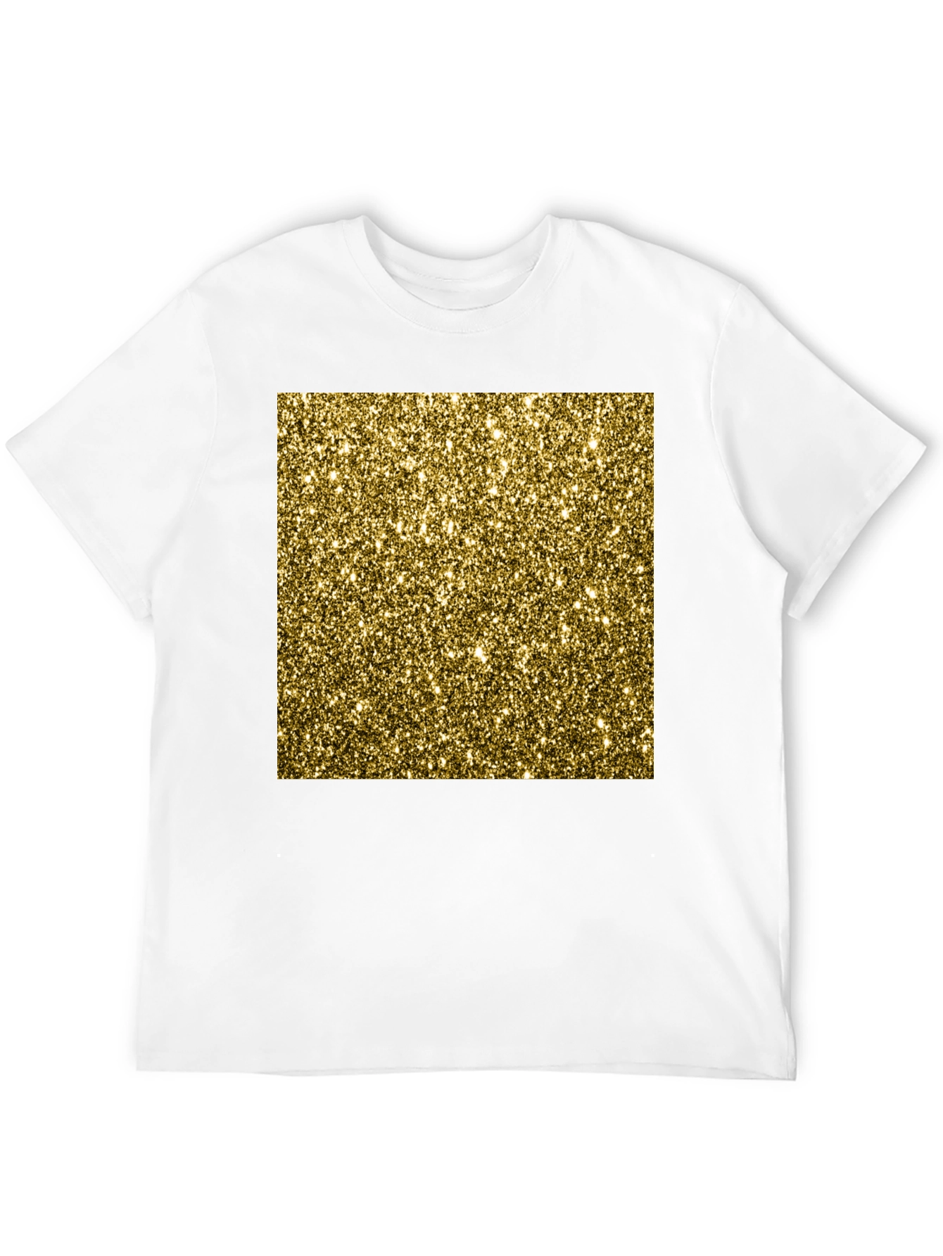 Gold Glitter Print Black T-Shirt