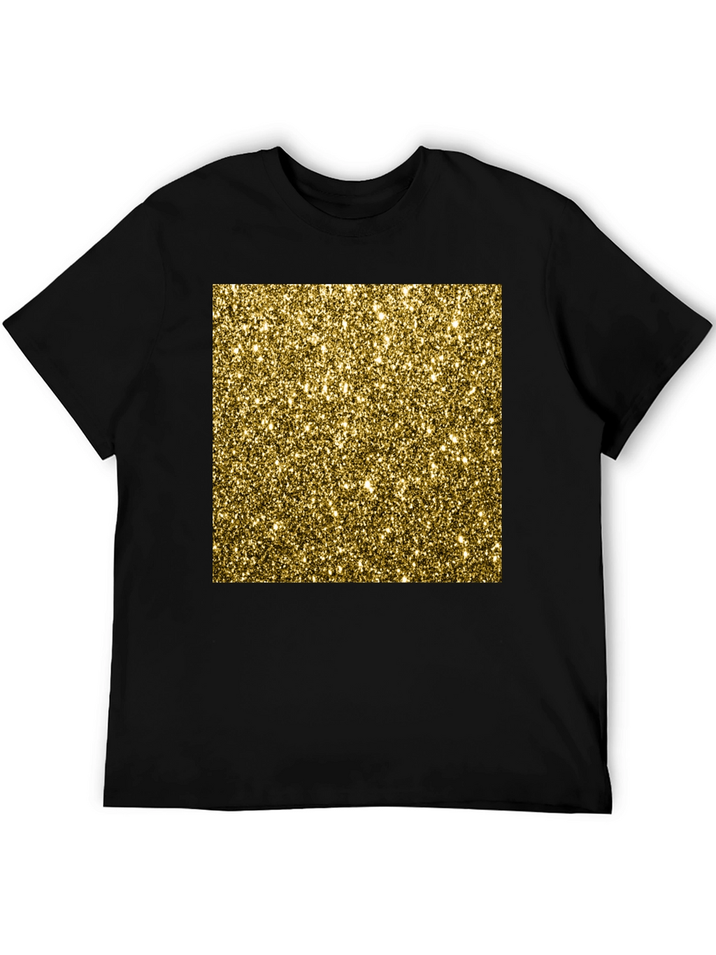 Gold Glitter Print Black T-Shirt