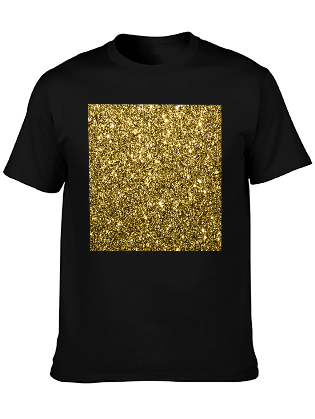 Gold Glitter Print Black T-Shirt