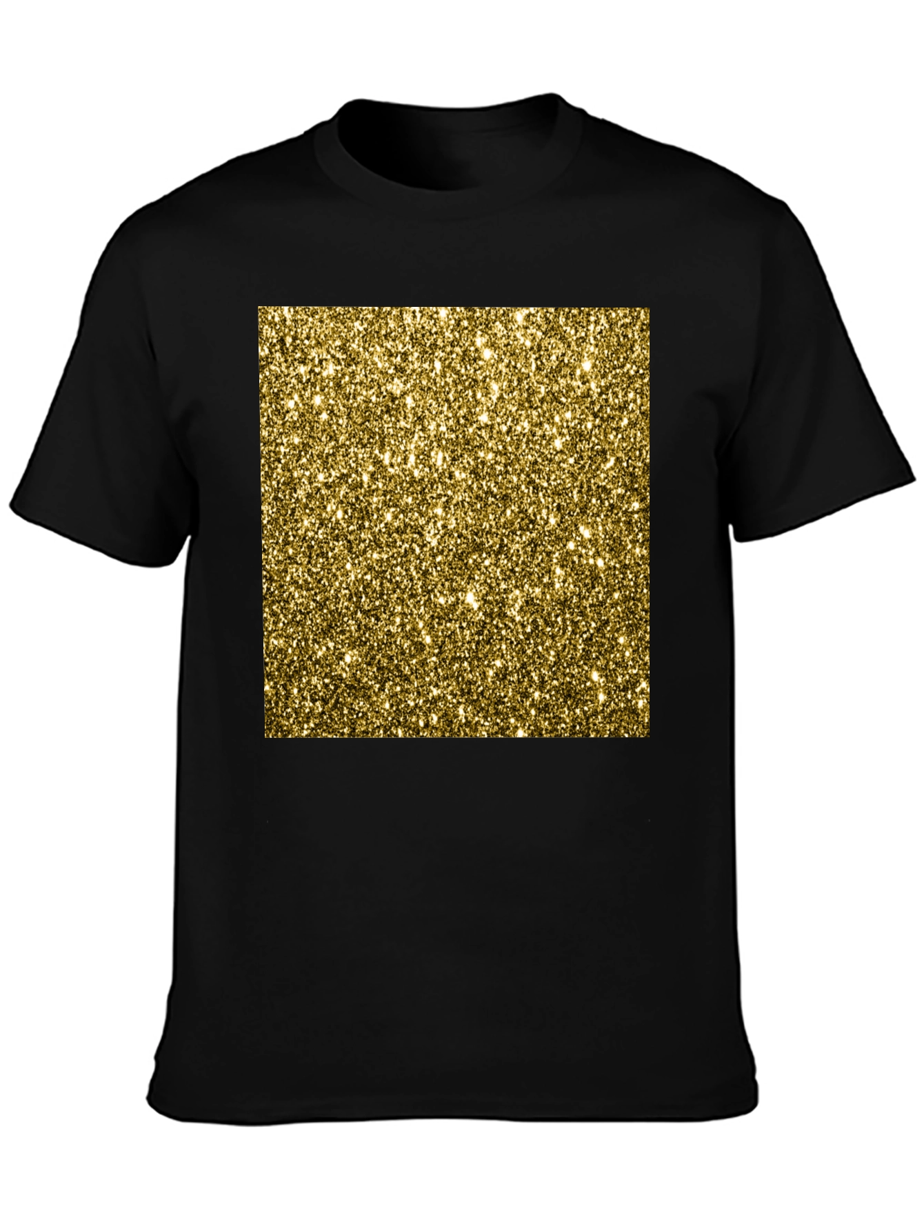 Gold Glitter Print Black T-Shirt