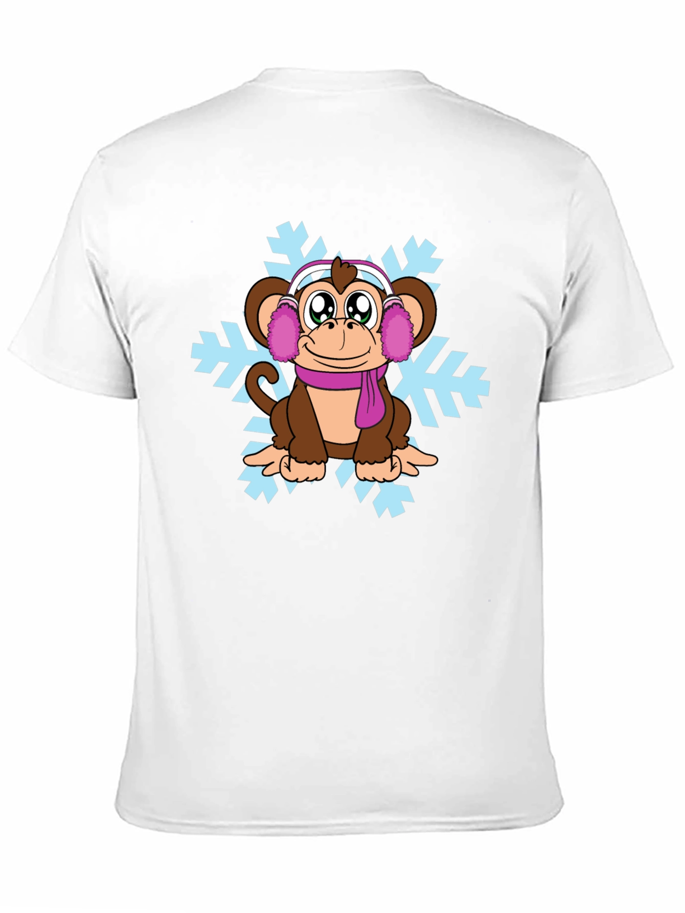 Winter Monkey T-Shirt - Cute Cartoon Design