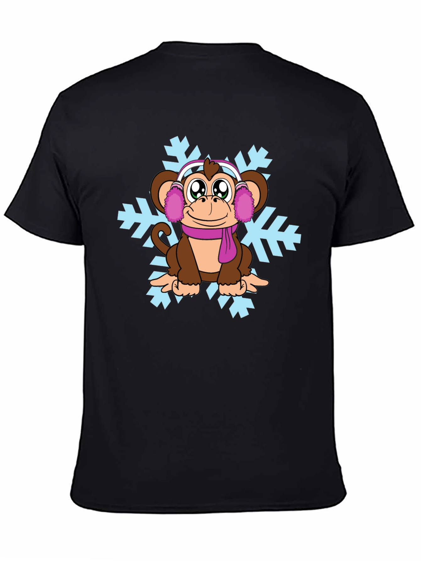Winter Monkey T-Shirt - Cute Cartoon Design