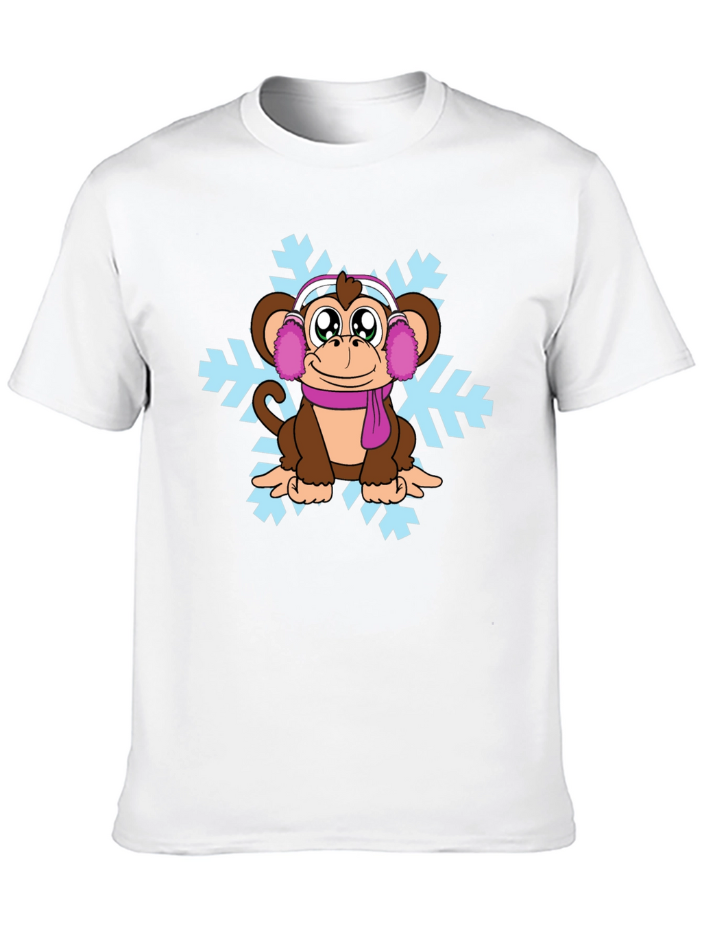 Winter Monkey T-Shirt - Cute Cartoon Design