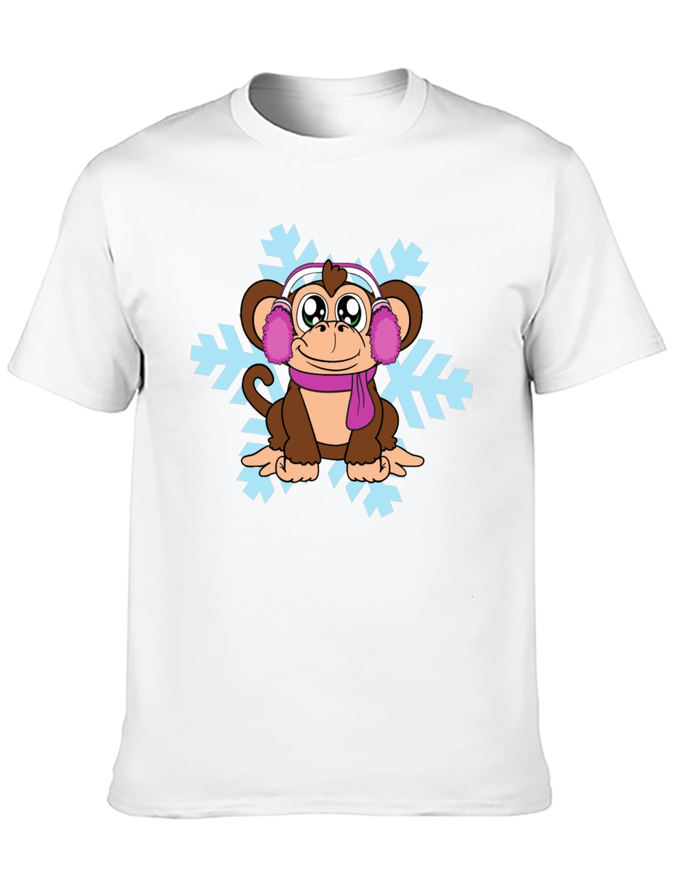 Winter Monkey T-Shirt - Cute Cartoon Design