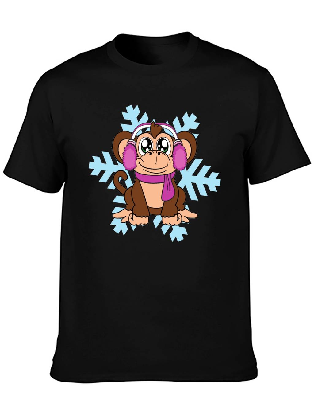 Winter Monkey T-Shirt - Cute Cartoon Design