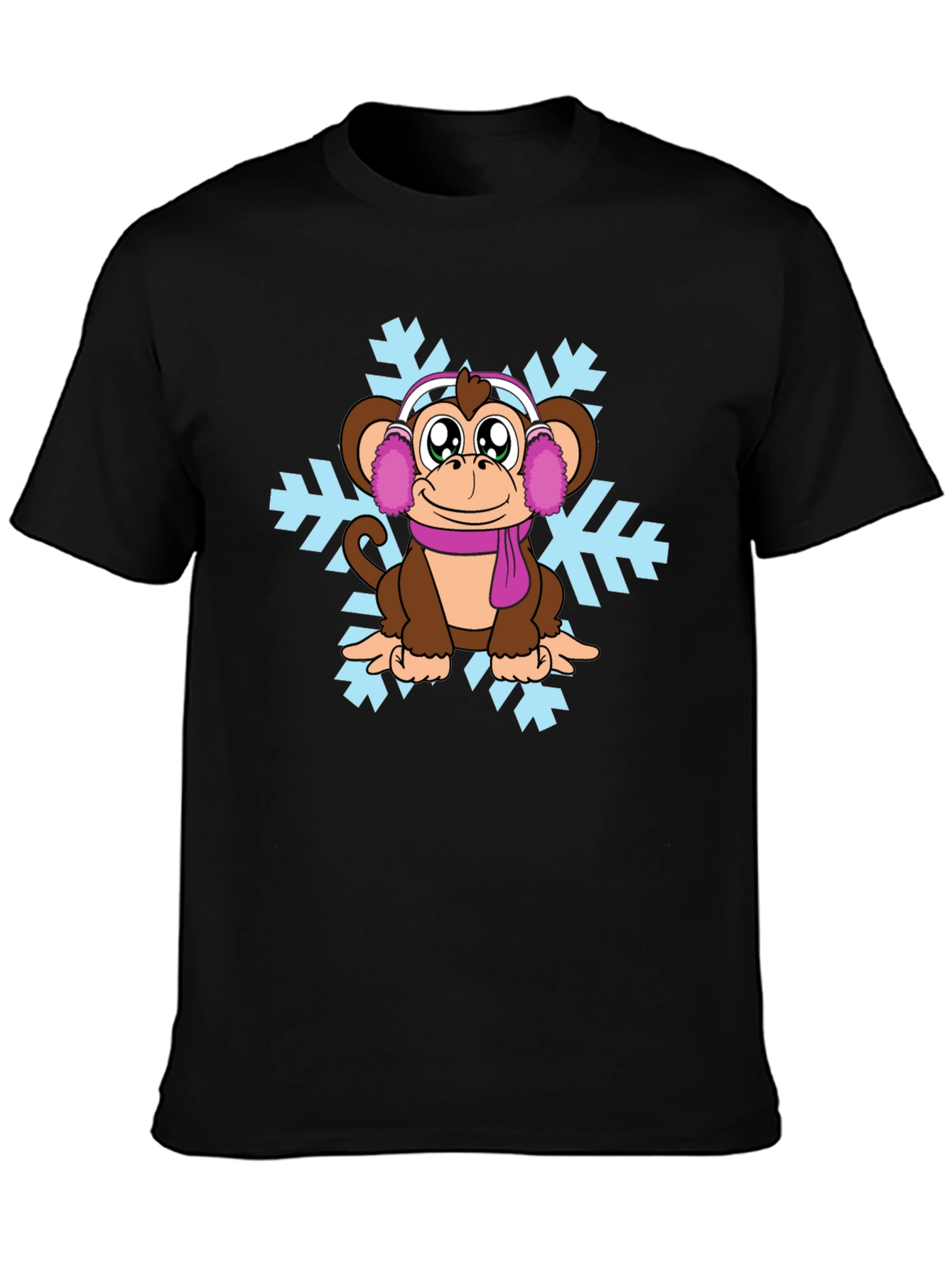 Winter Monkey T-Shirt - Cute Cartoon Design