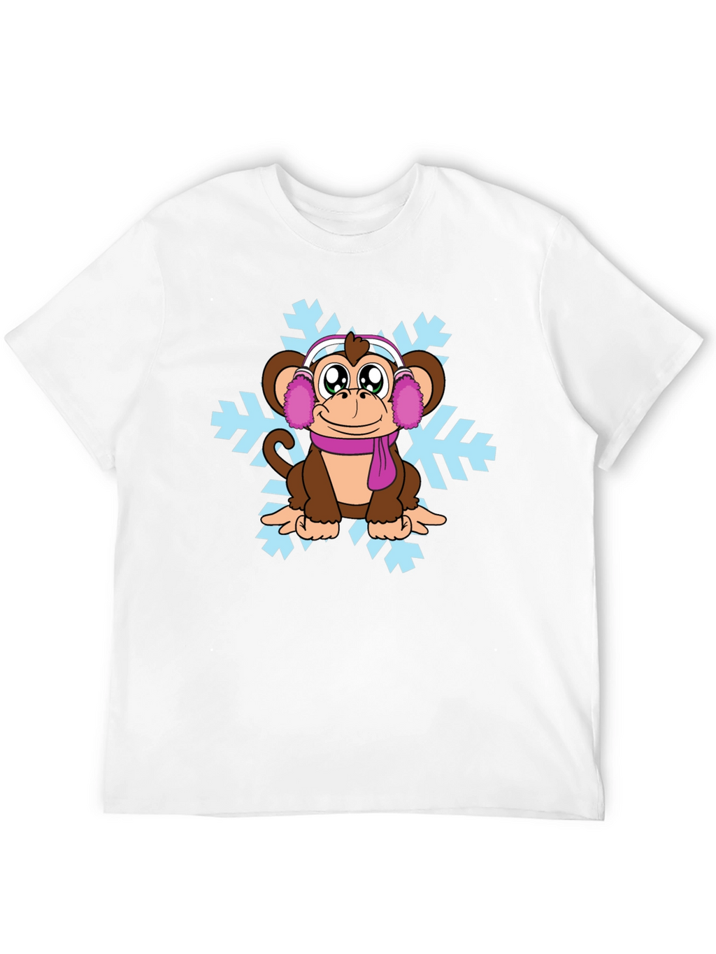 Winter Monkey T-Shirt - Cute Cartoon Design