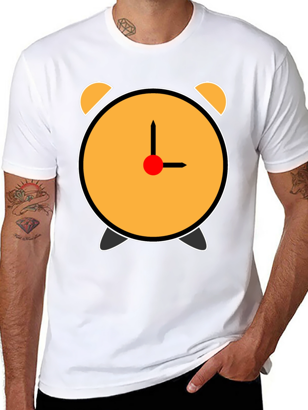 Alarm Clock Graphic T-Shirt - Black Cotton Tee