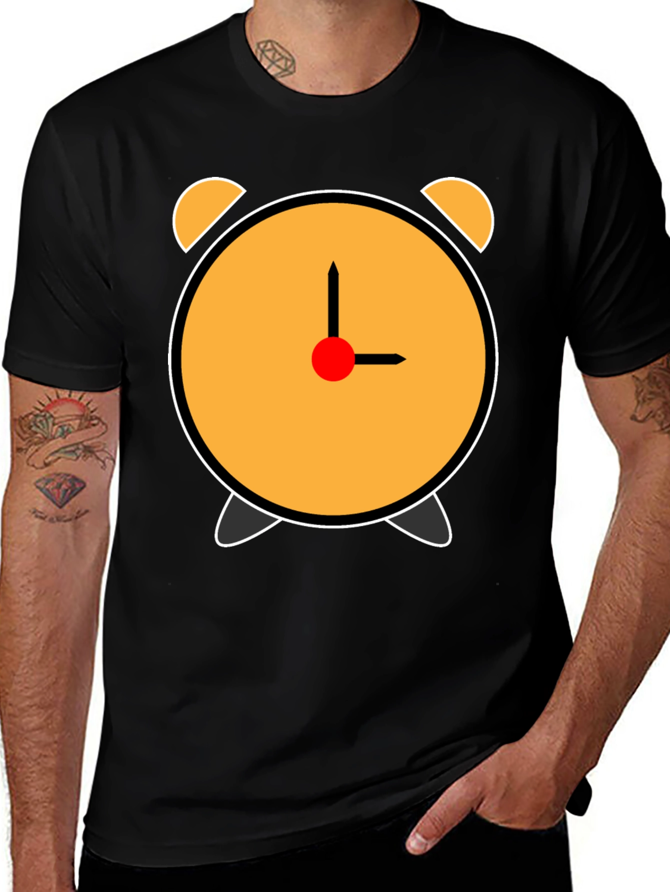 Alarm Clock Graphic T-Shirt - Black Cotton Tee