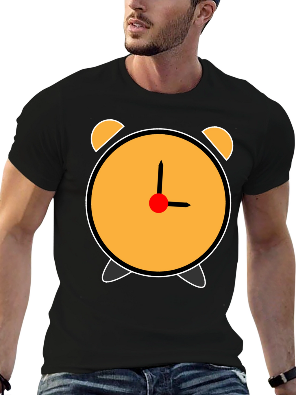 Alarm Clock Graphic T-Shirt - Black Cotton Tee