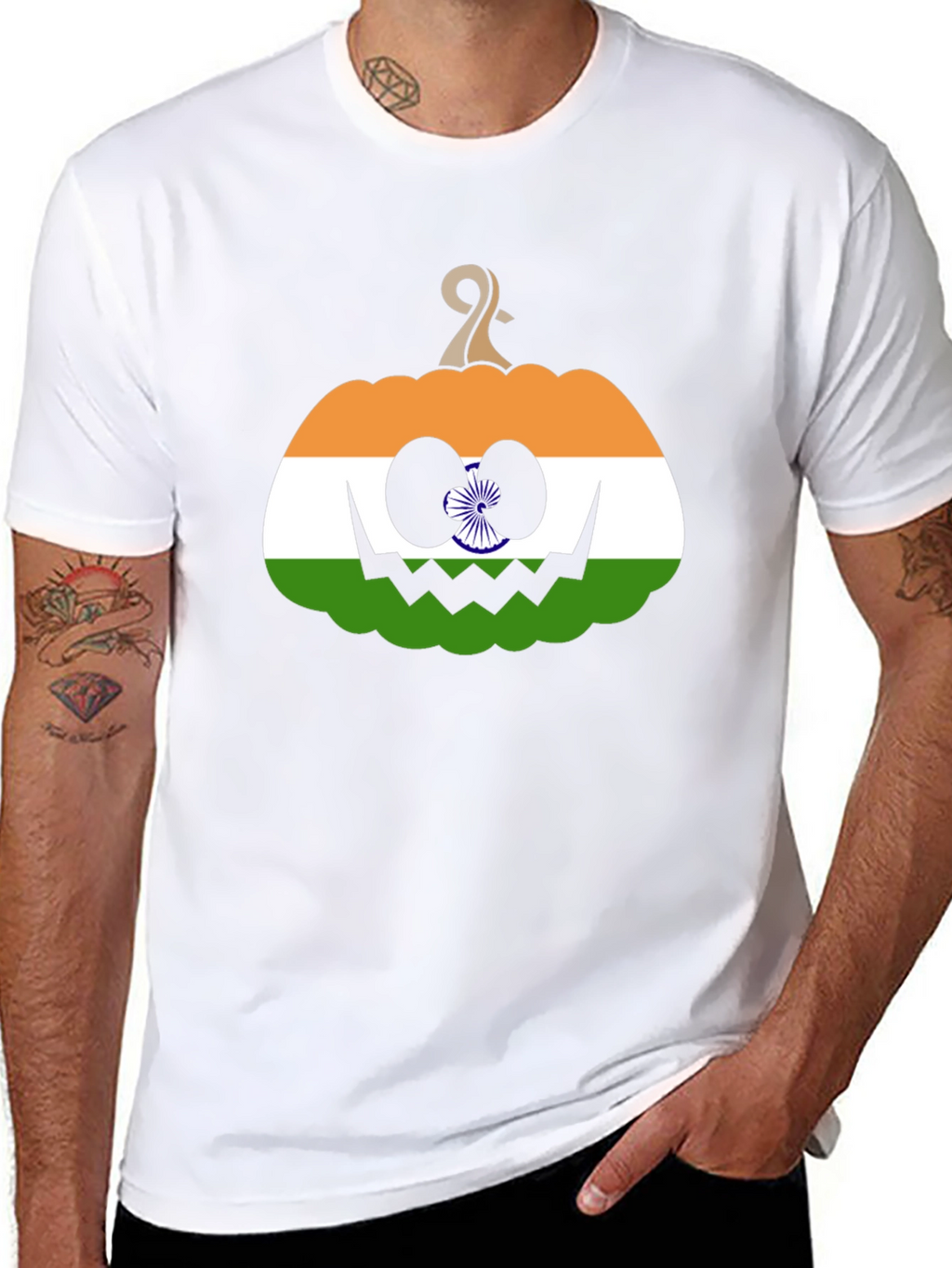 Indian Flag Pumpkin Halloween T-Shirt