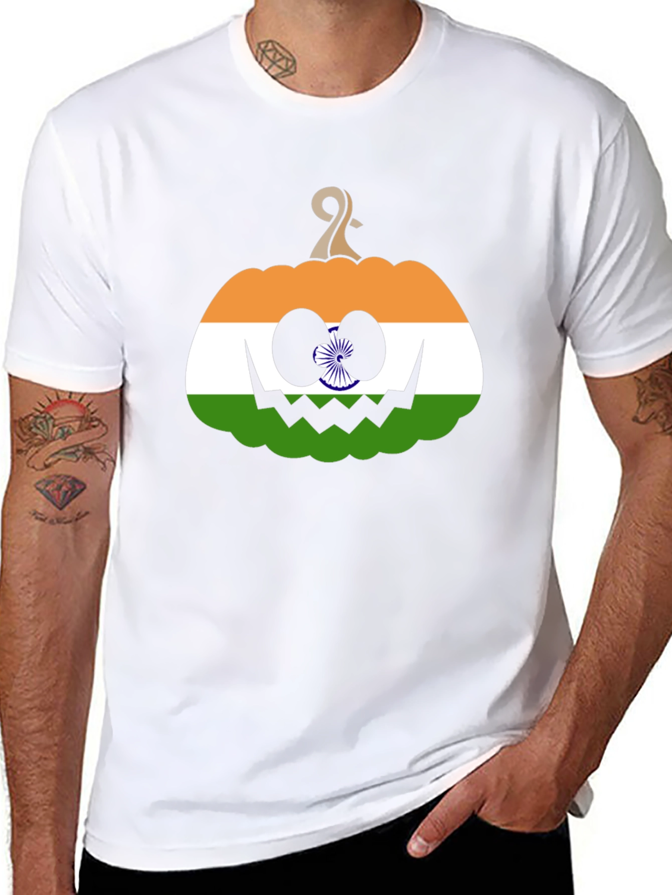Indian Flag Pumpkin Halloween T-Shirt