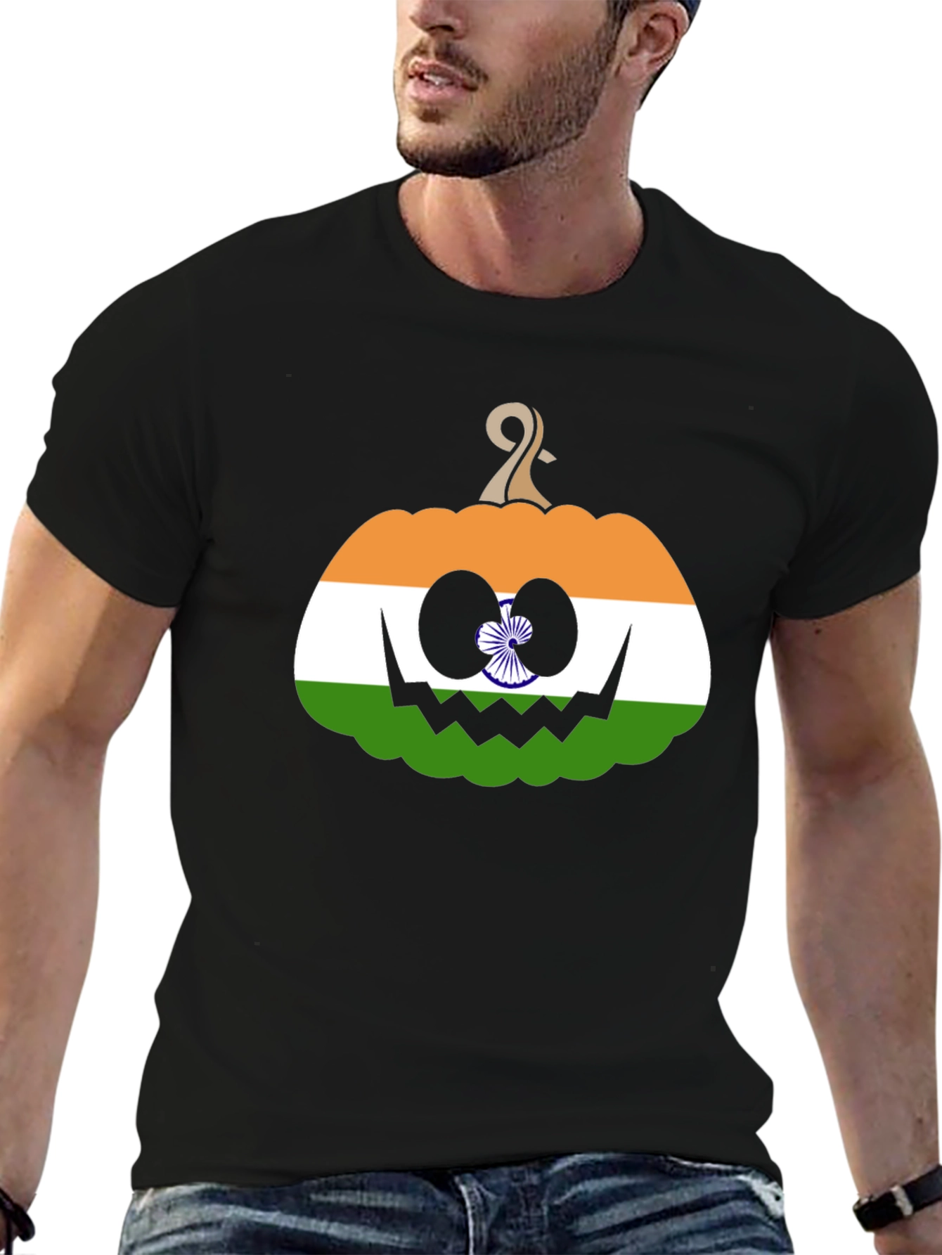 Indian Flag Pumpkin Halloween T-Shirt