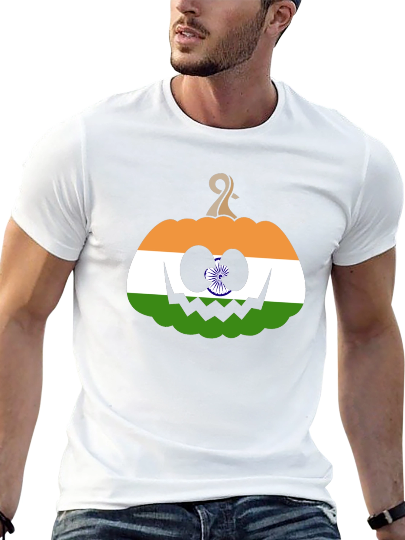 Indian Flag Pumpkin Halloween T-Shirt