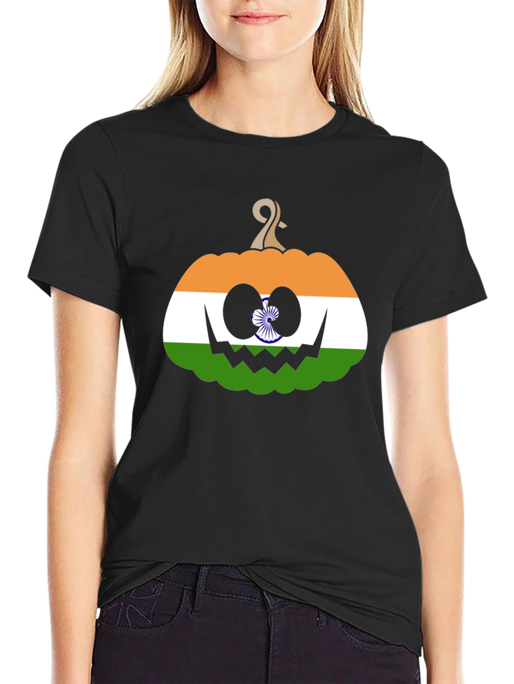 Indian Flag Pumpkin Halloween T-Shirt