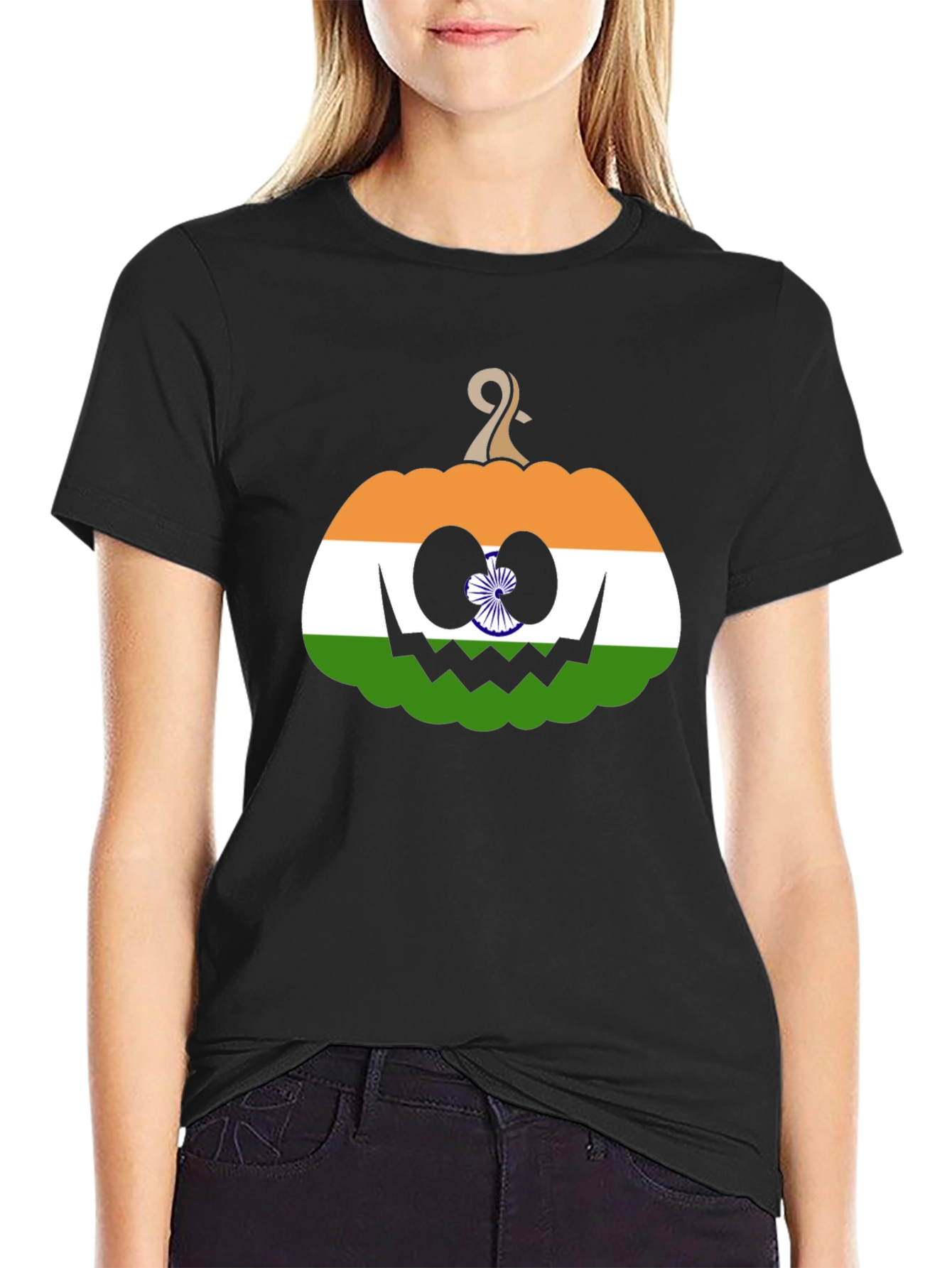 Indian Flag Pumpkin Halloween T-Shirt