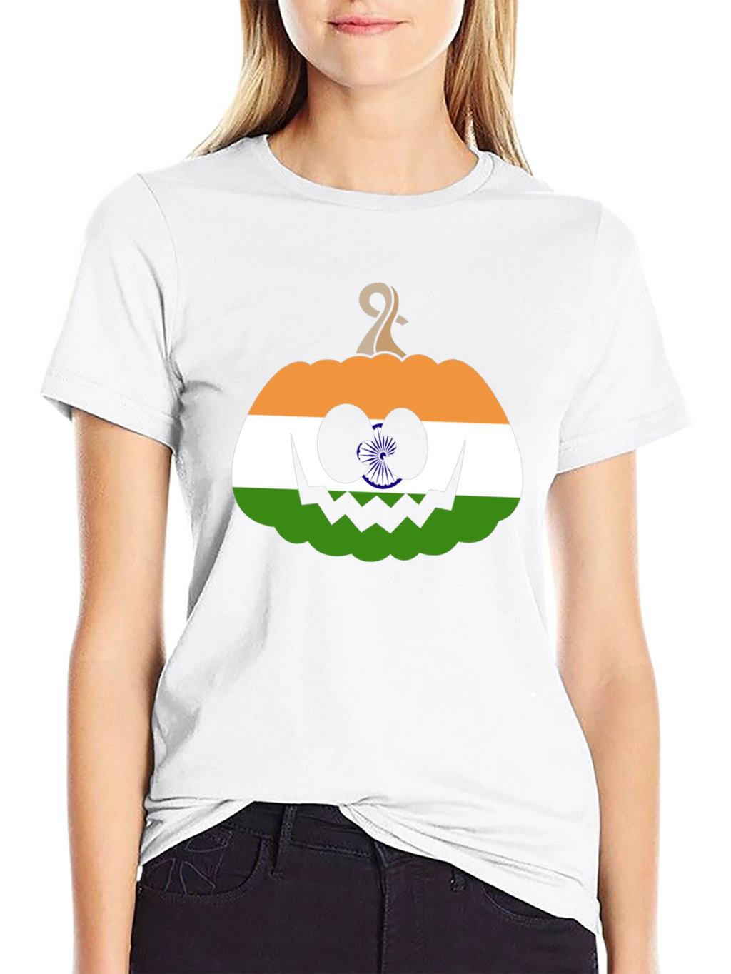 Indian Flag Pumpkin Halloween T-Shirt