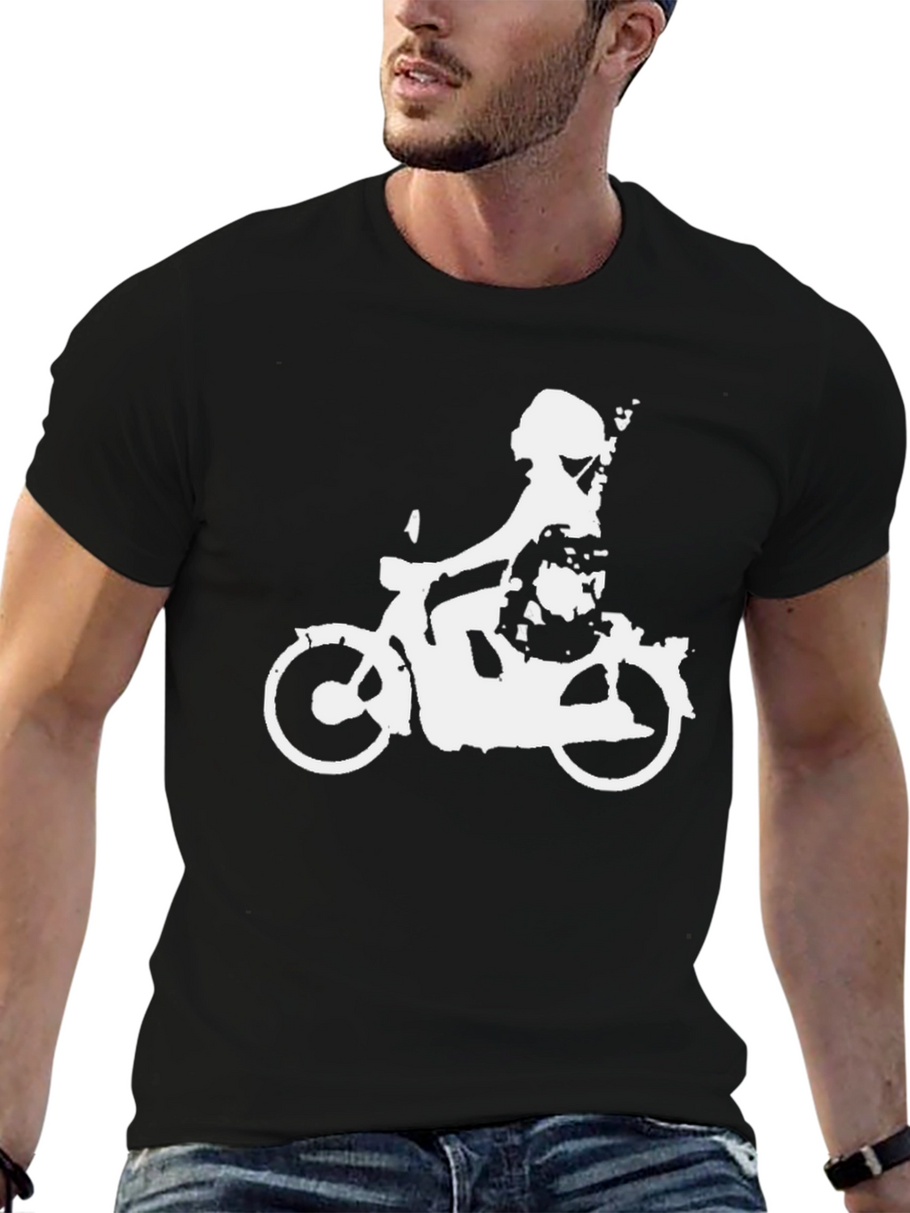 Cool Black T-Shirt with Scooter Design