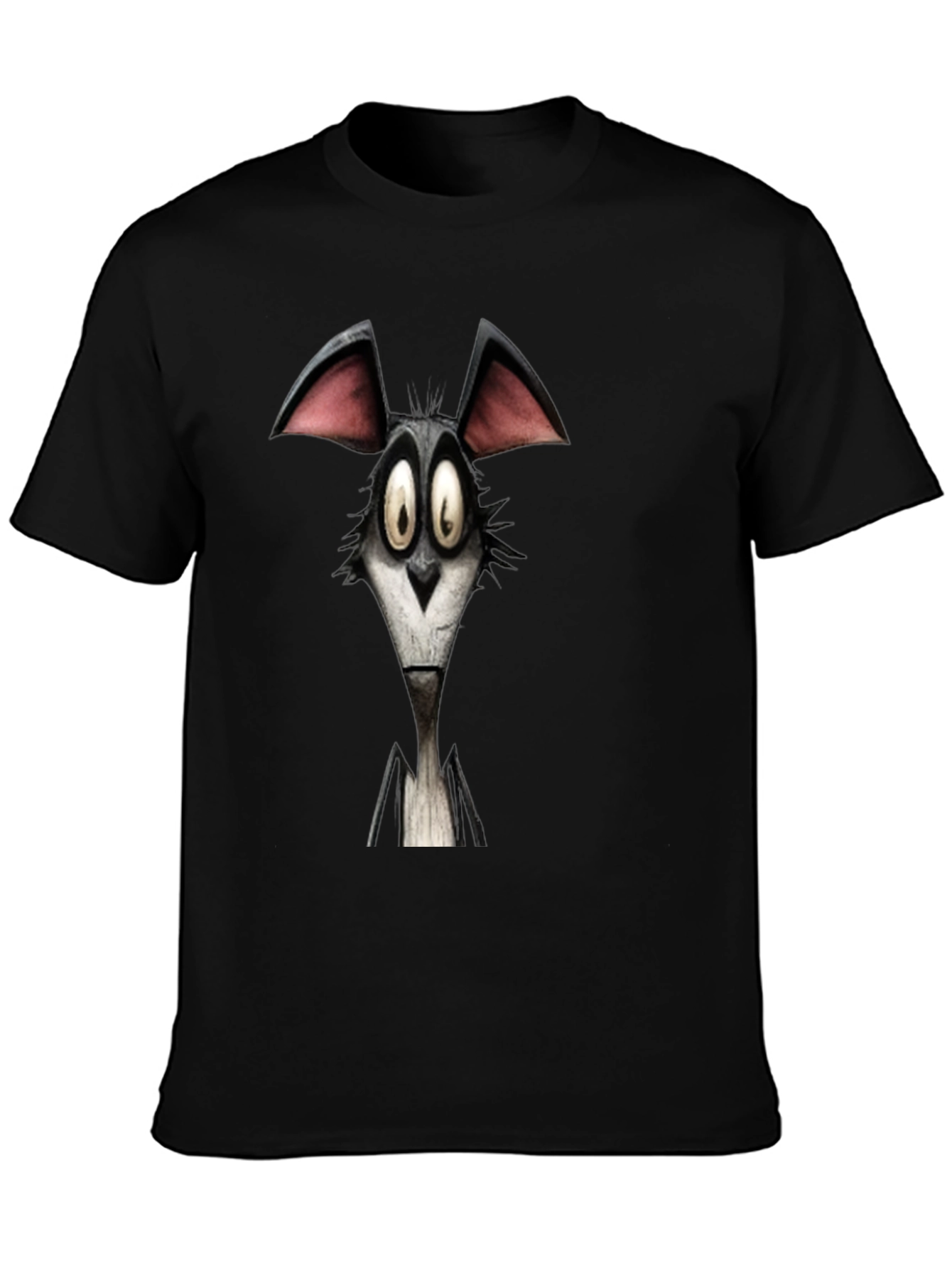 Cartoon Wolf Graphic Black T-Shirt