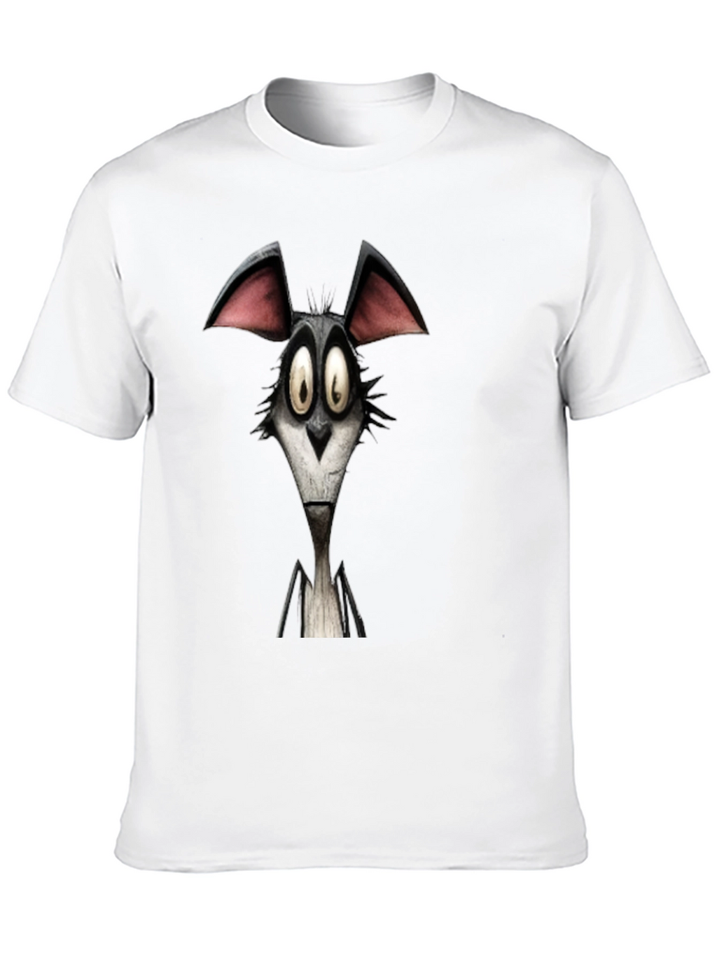 Cartoon Wolf Graphic Black T-Shirt