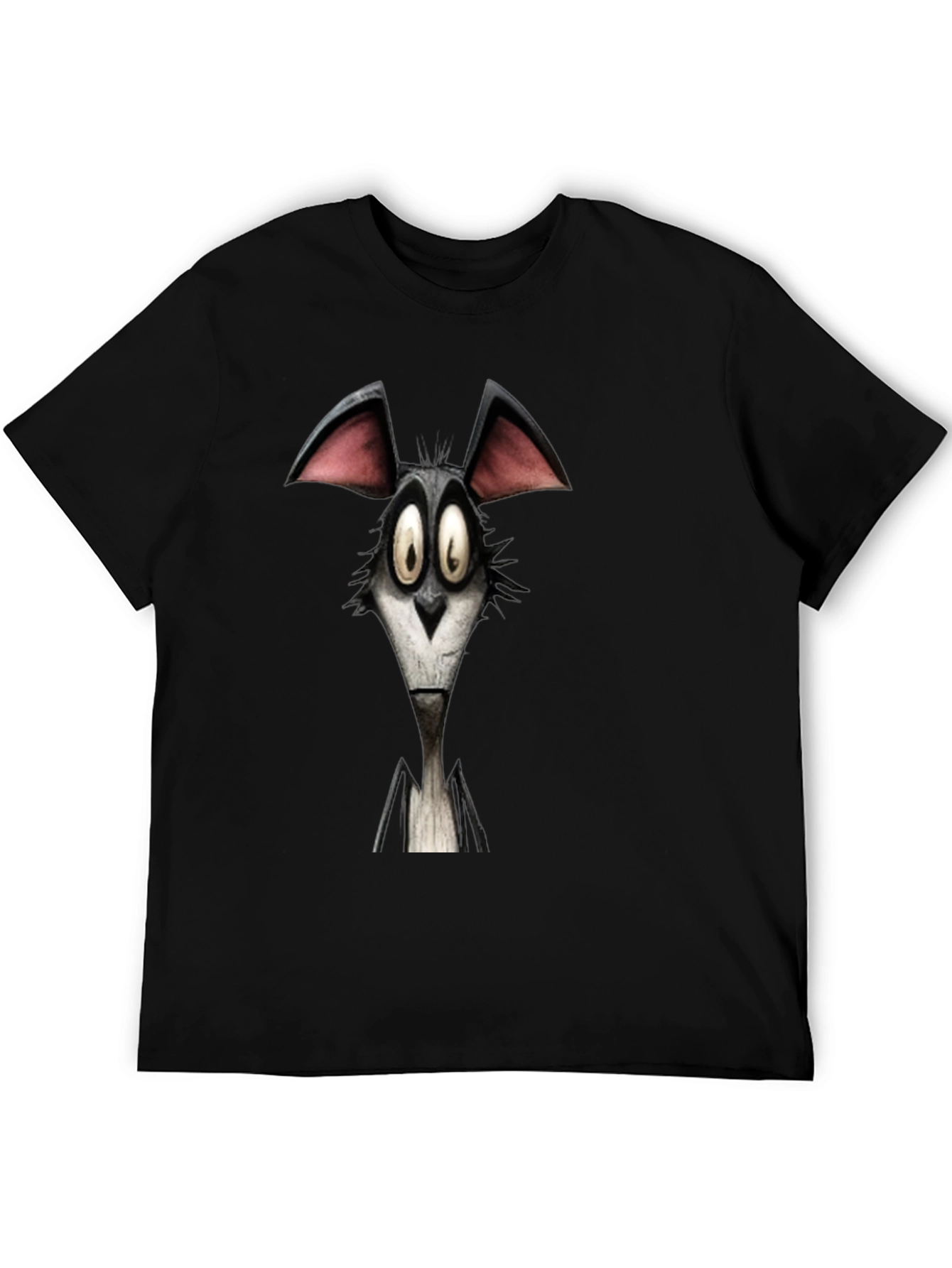 Cartoon Wolf Graphic Black T-Shirt