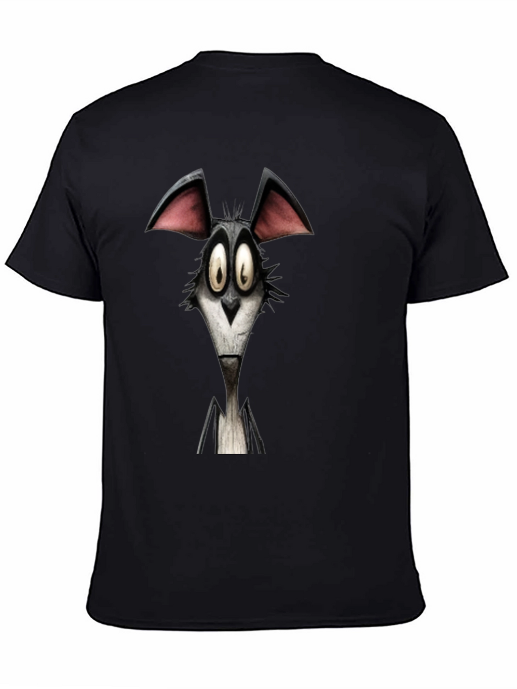 Cartoon Wolf Graphic Black T-Shirt