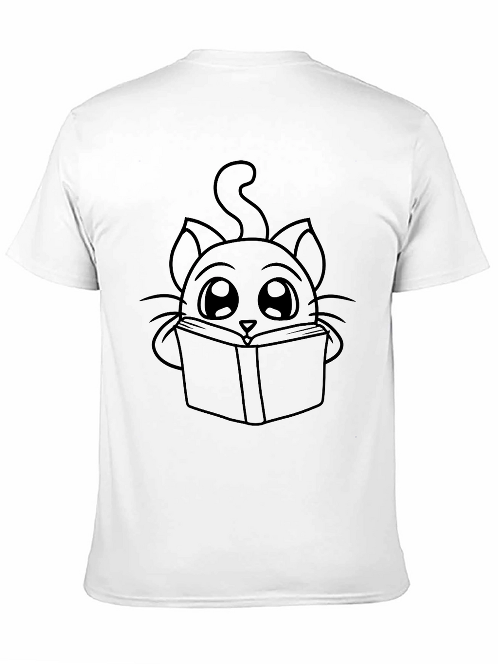 Cute Cat Reading Book T-Shirt - Black