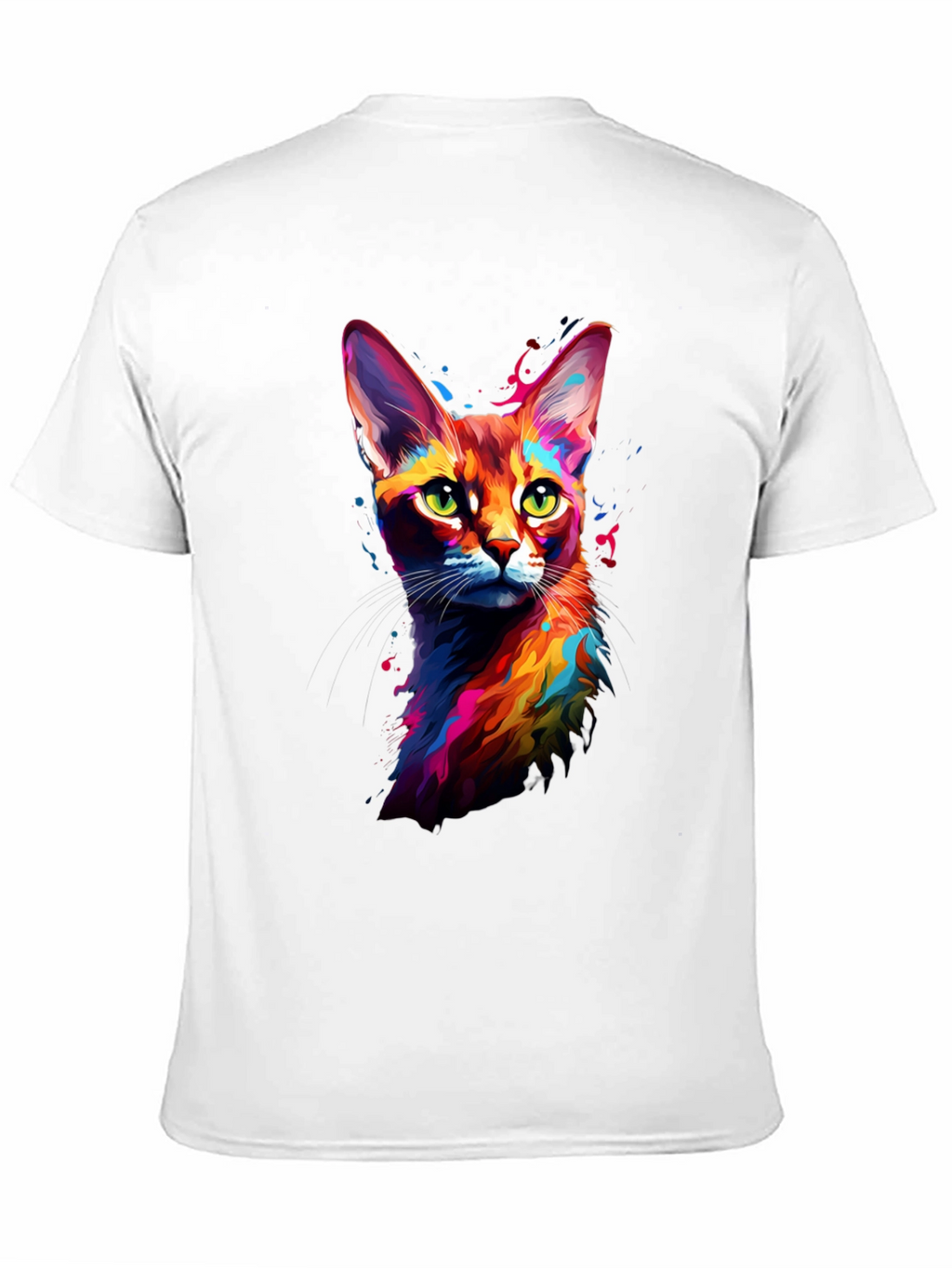 Vibrant Cat Art Black T-Shirt