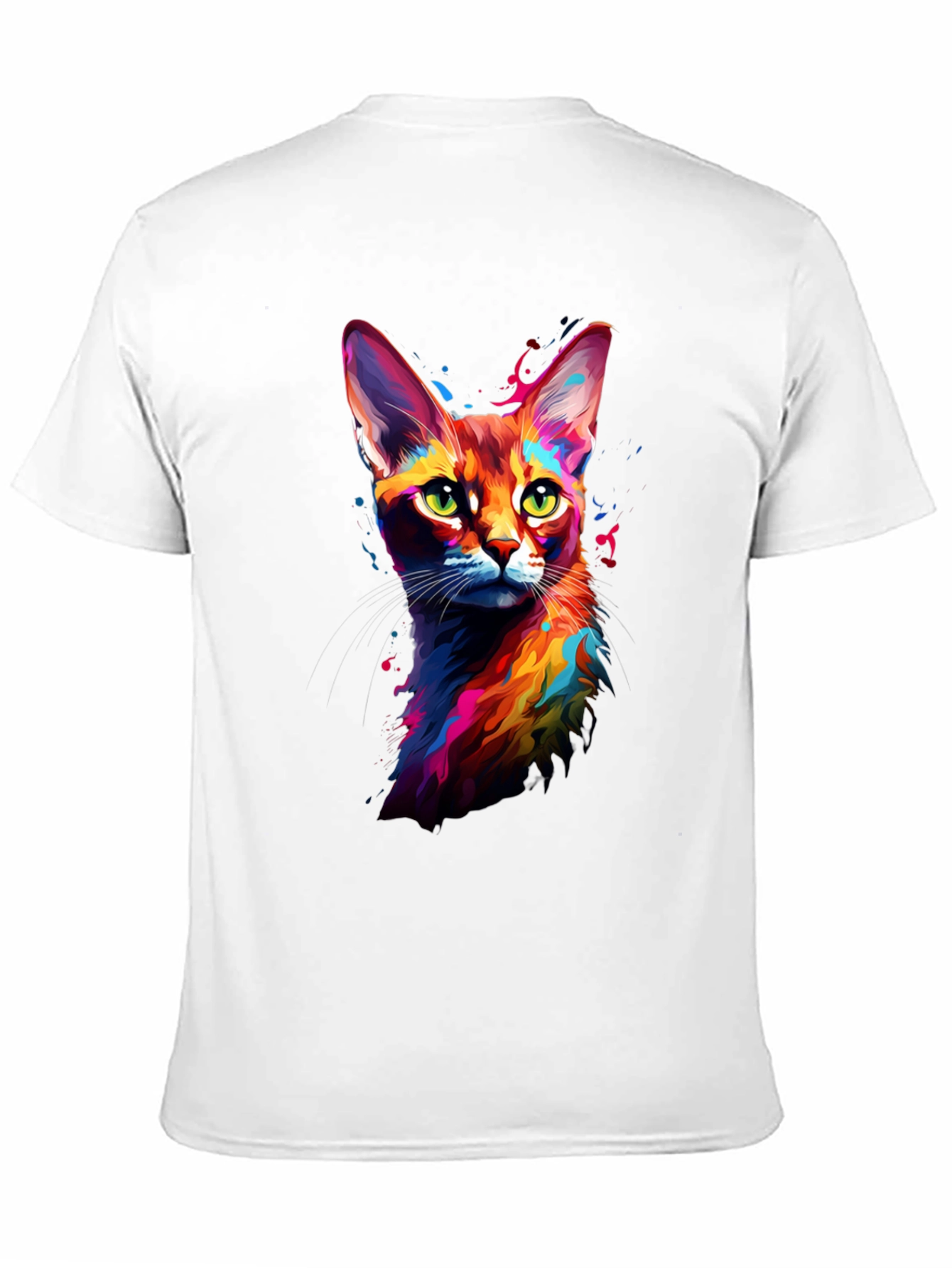 Vibrant Cat Art Black T-Shirt