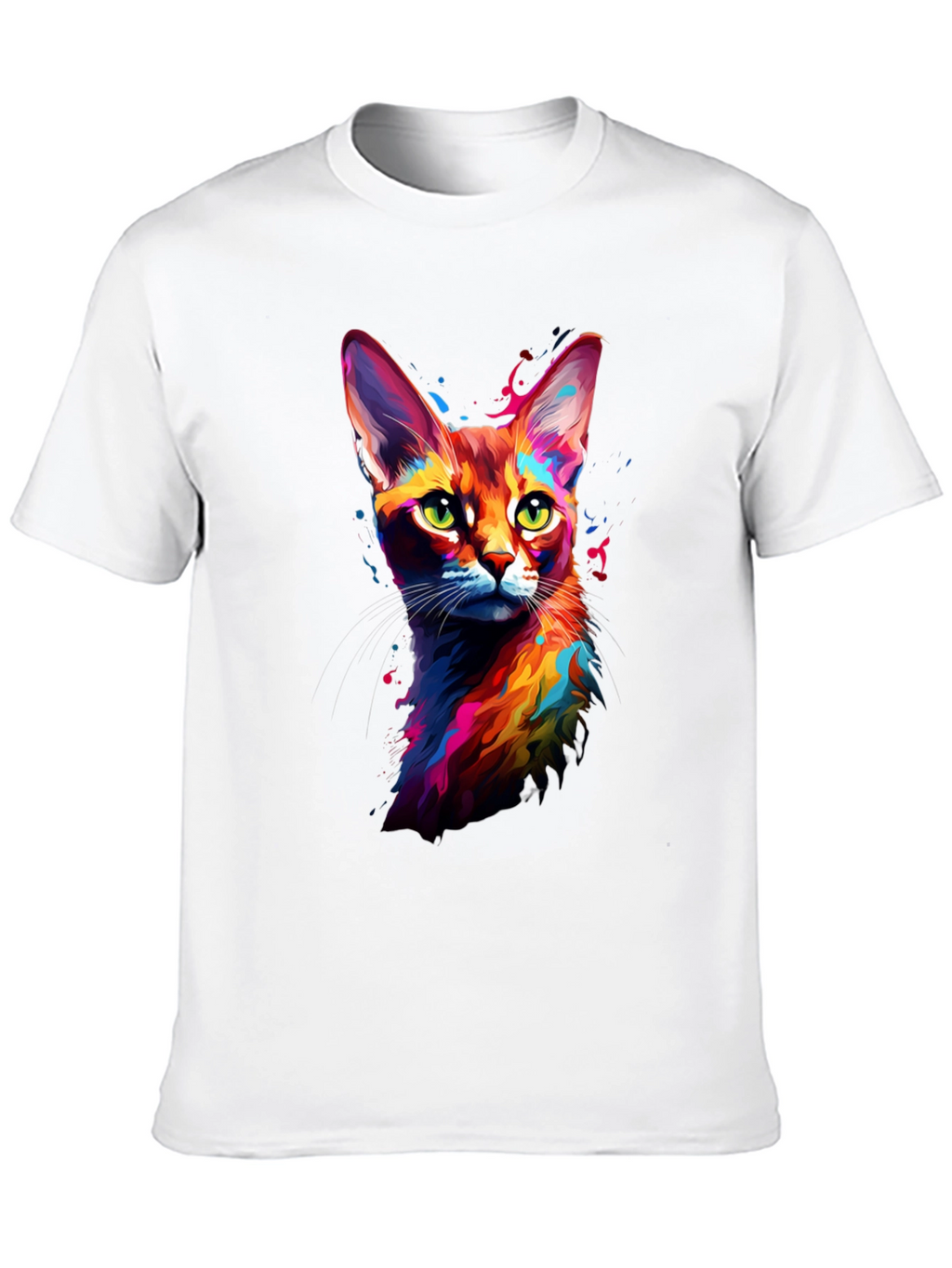 Vibrant Cat Art Black T-Shirt