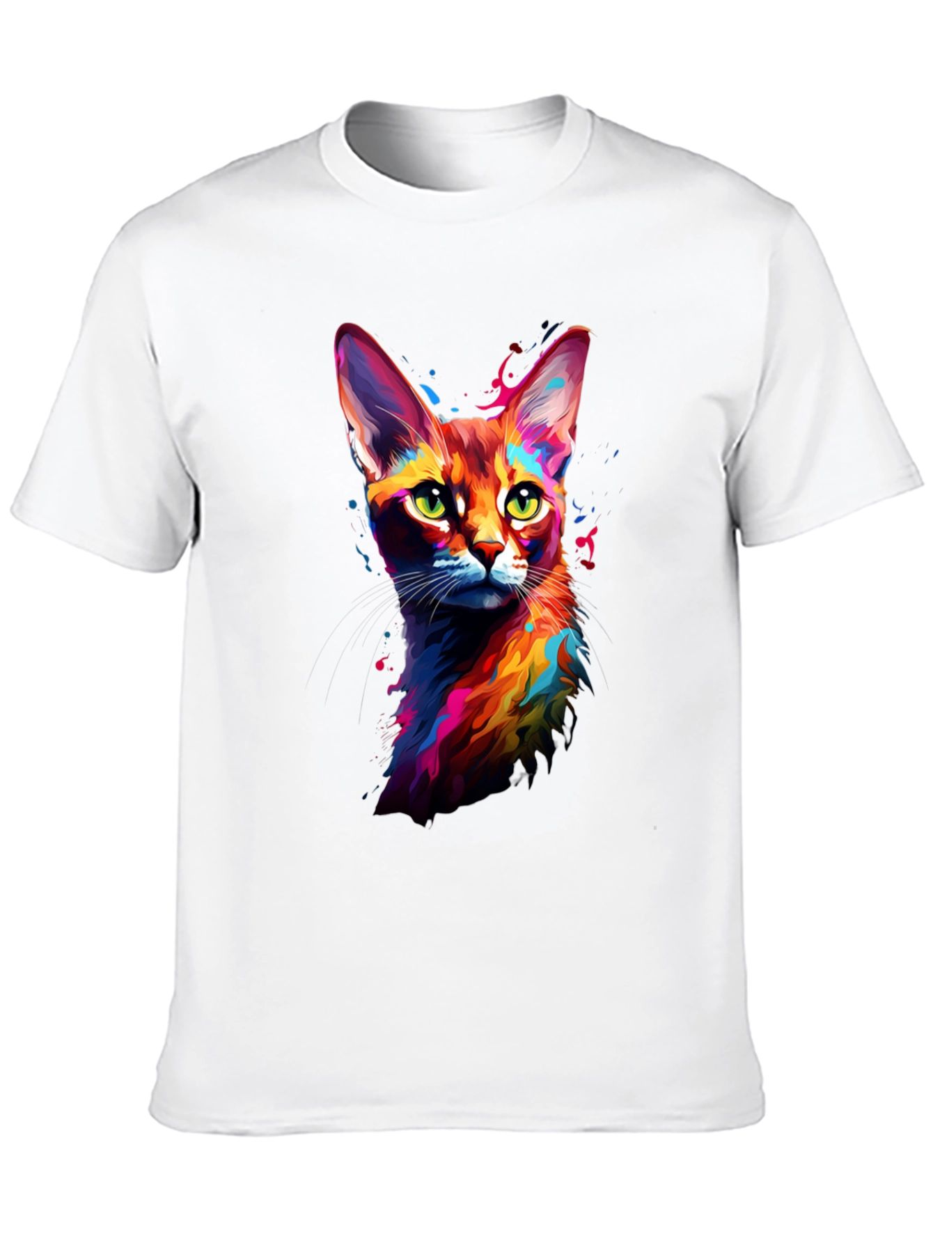 Vibrant Cat Art Black T-Shirt