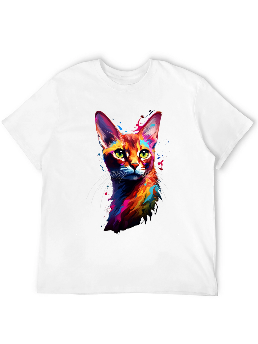 Vibrant Cat Art Black T-Shirt