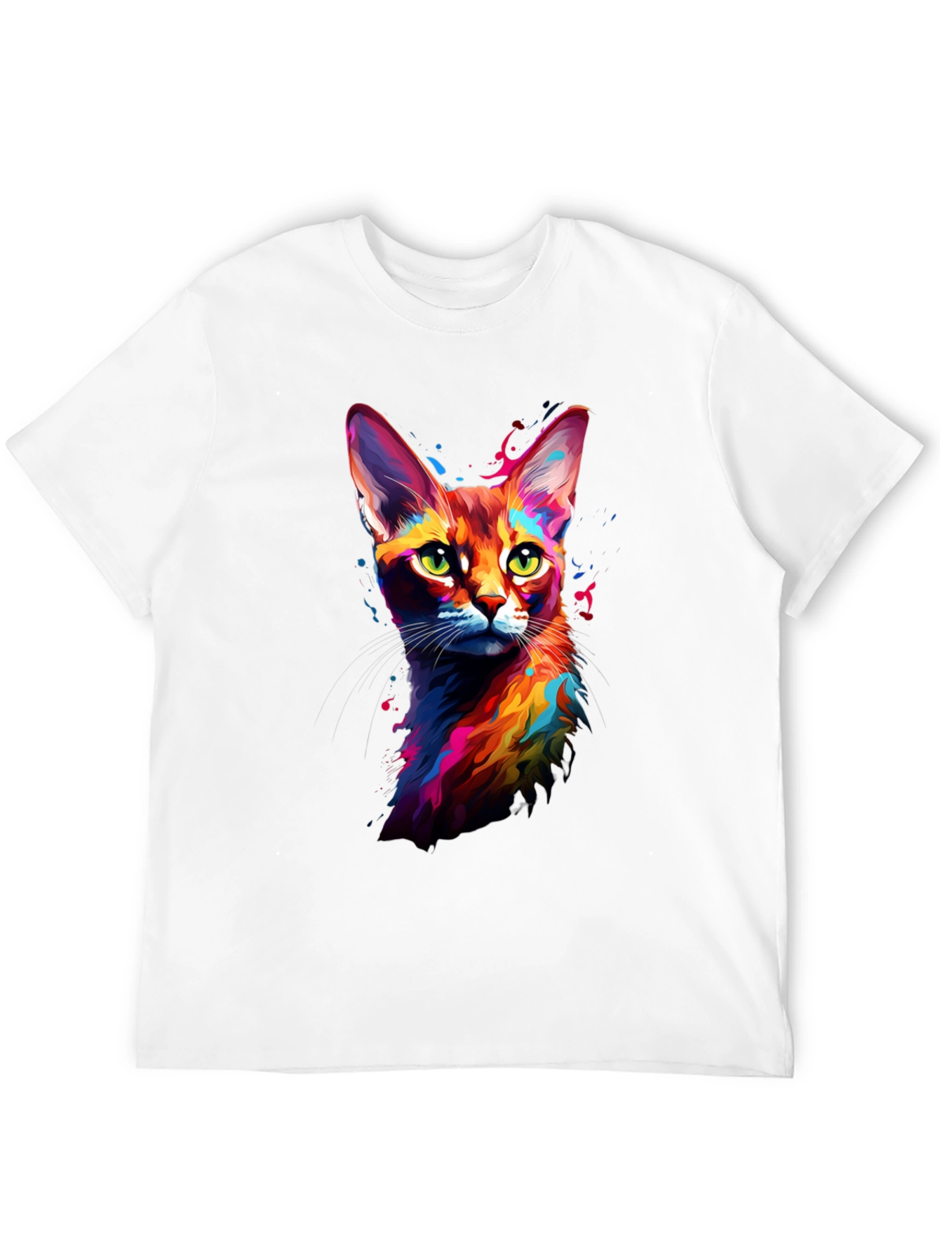 Vibrant Cat Art Black T-Shirt