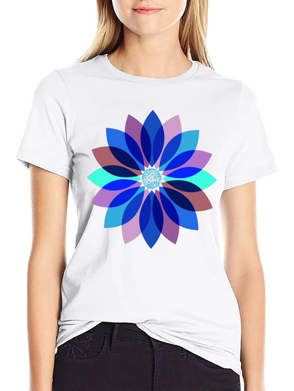 Geometric Flower Graphic T-Shirt - Modern Art Tee