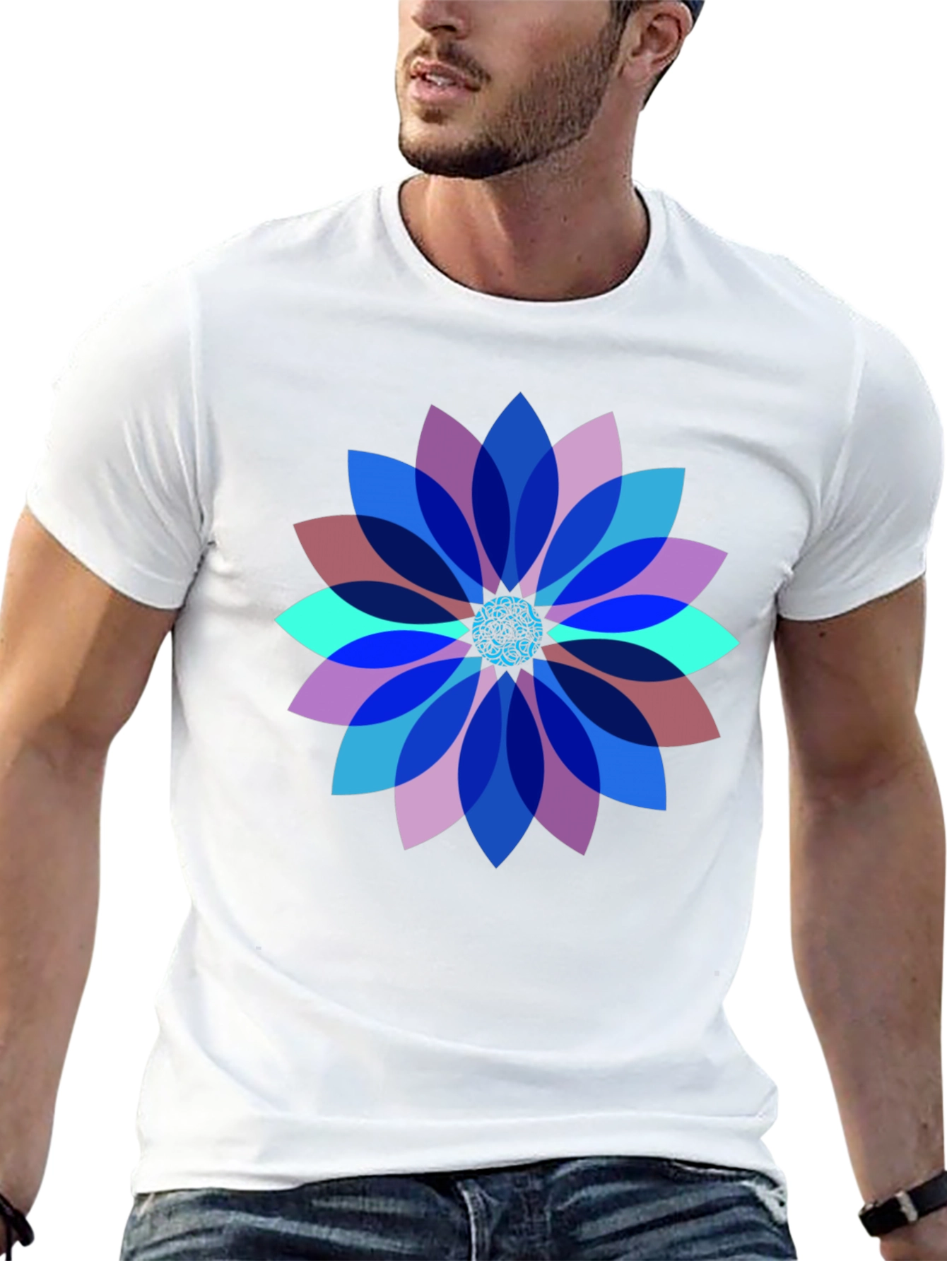 Geometric Flower Graphic T-Shirt - Modern Art Tee