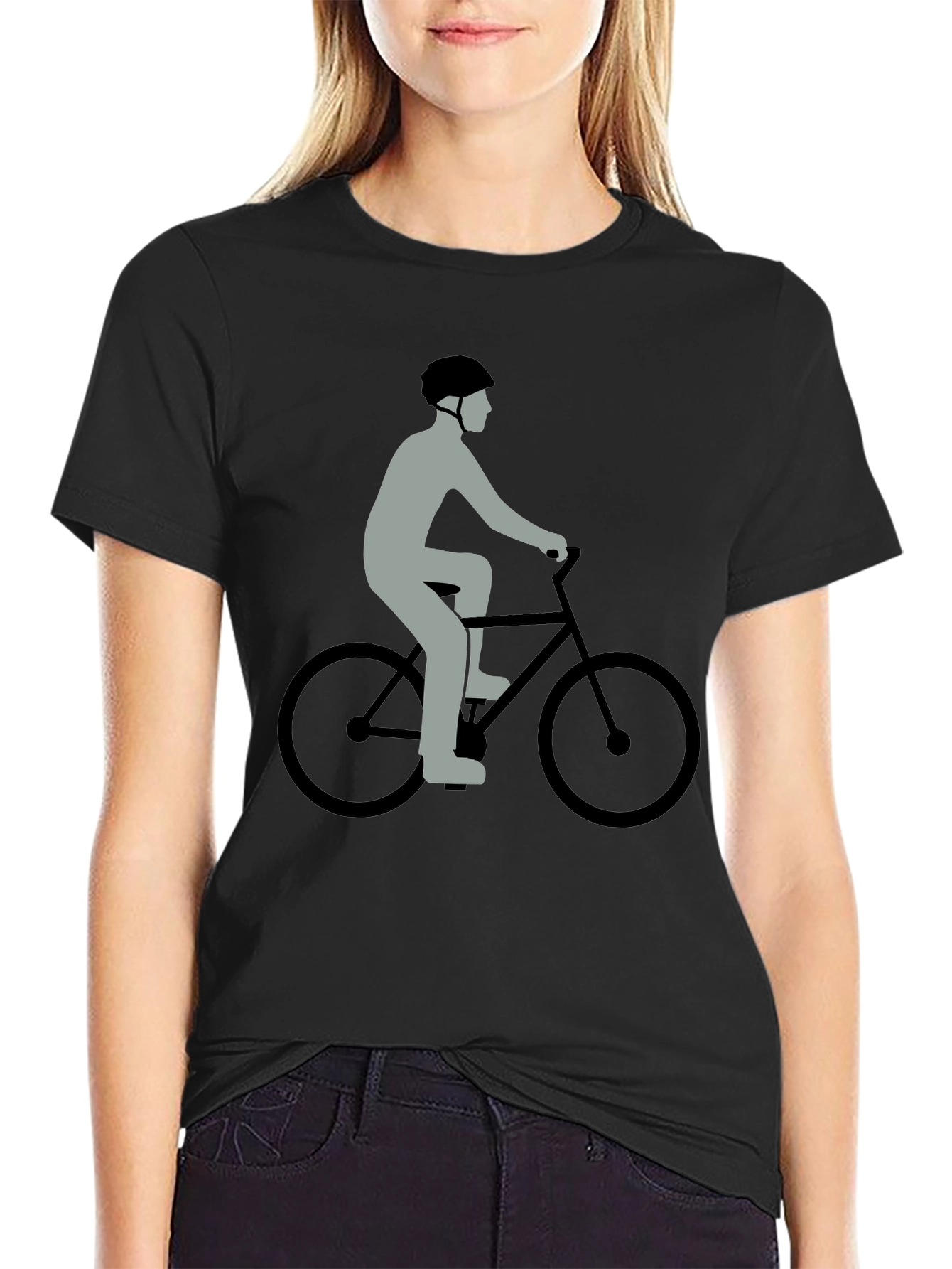 Cyclist Graphic T-Shirt - Black Cotton Blend