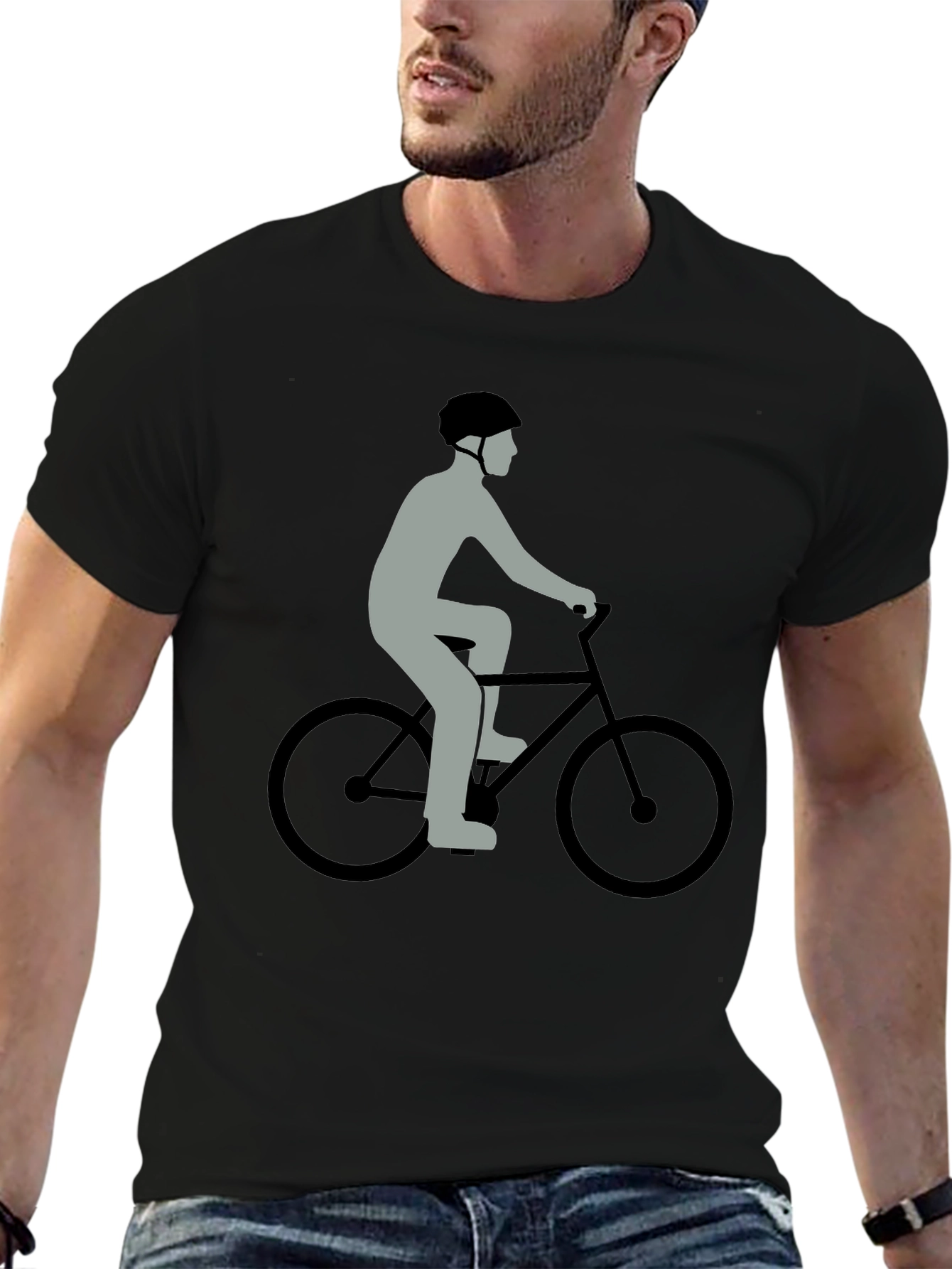 Cyclist Graphic T-Shirt - Black Cotton Blend
