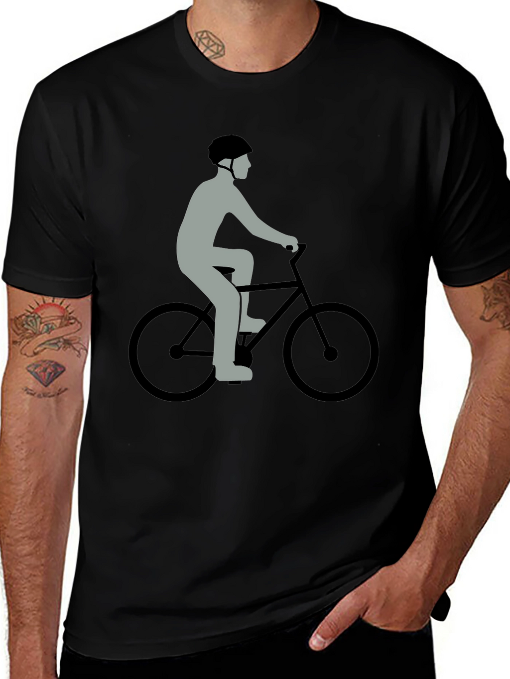 Cyclist Graphic T-Shirt - Black Cotton Blend