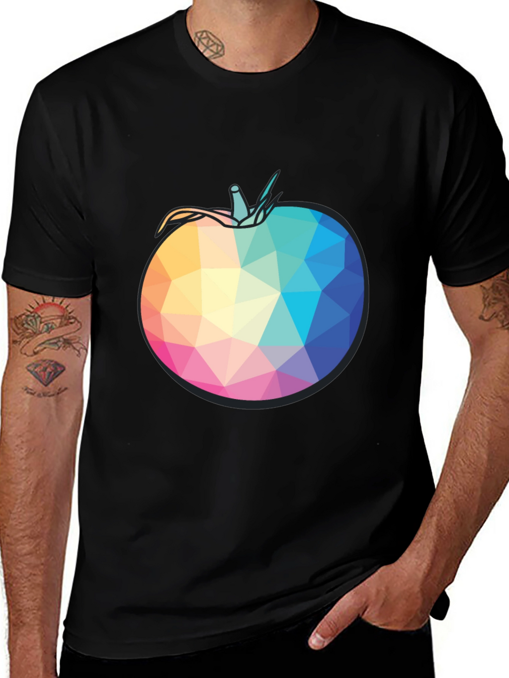 Geometric Tomato Black T-Shirt