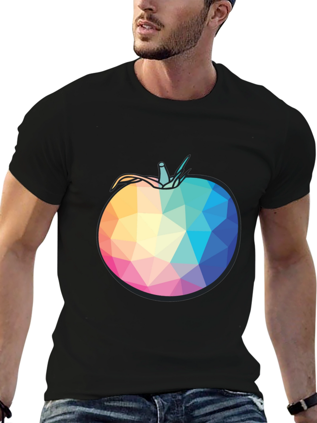 Geometric Tomato Black T-Shirt