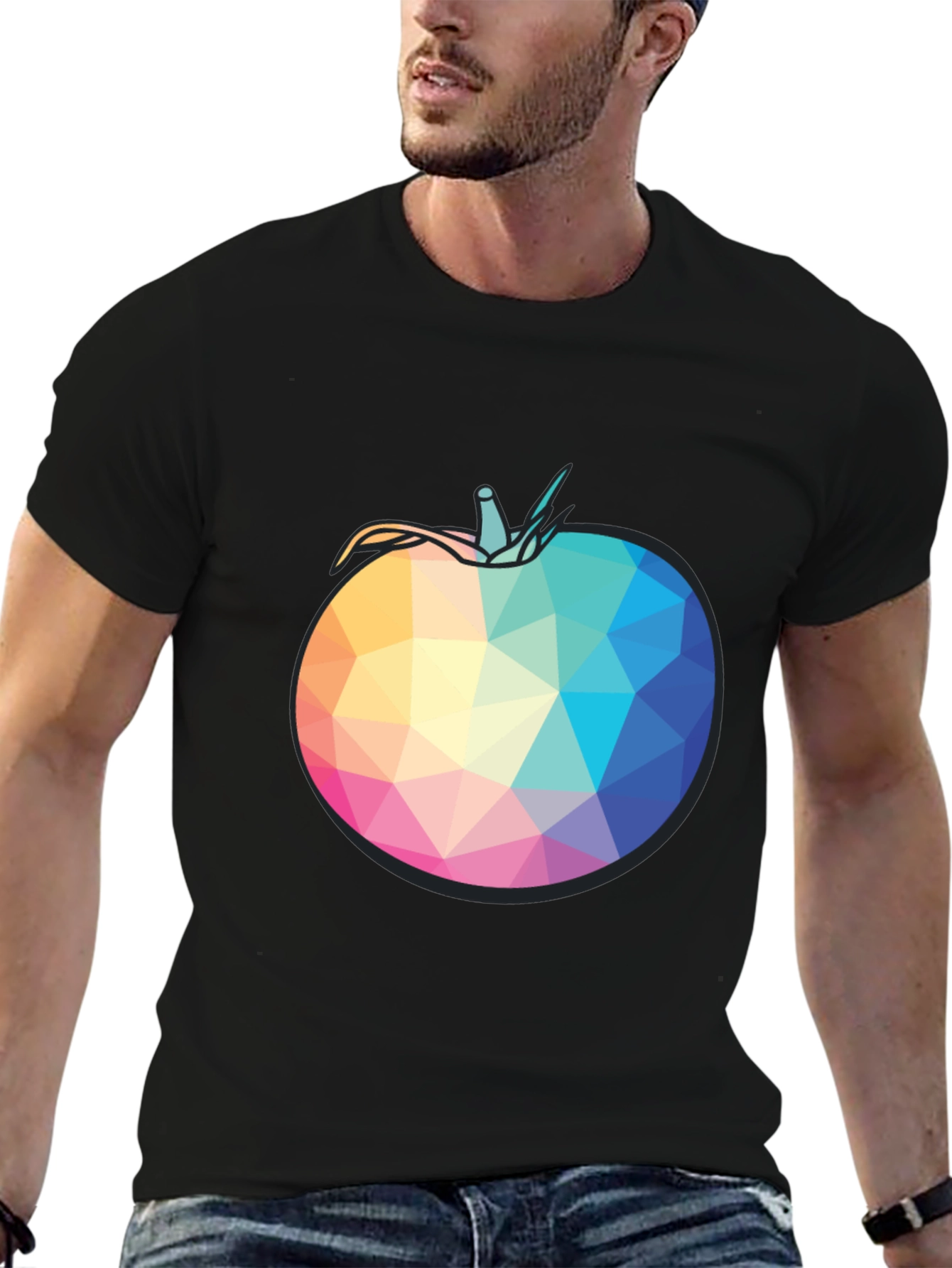 Geometric Tomato Black T-Shirt