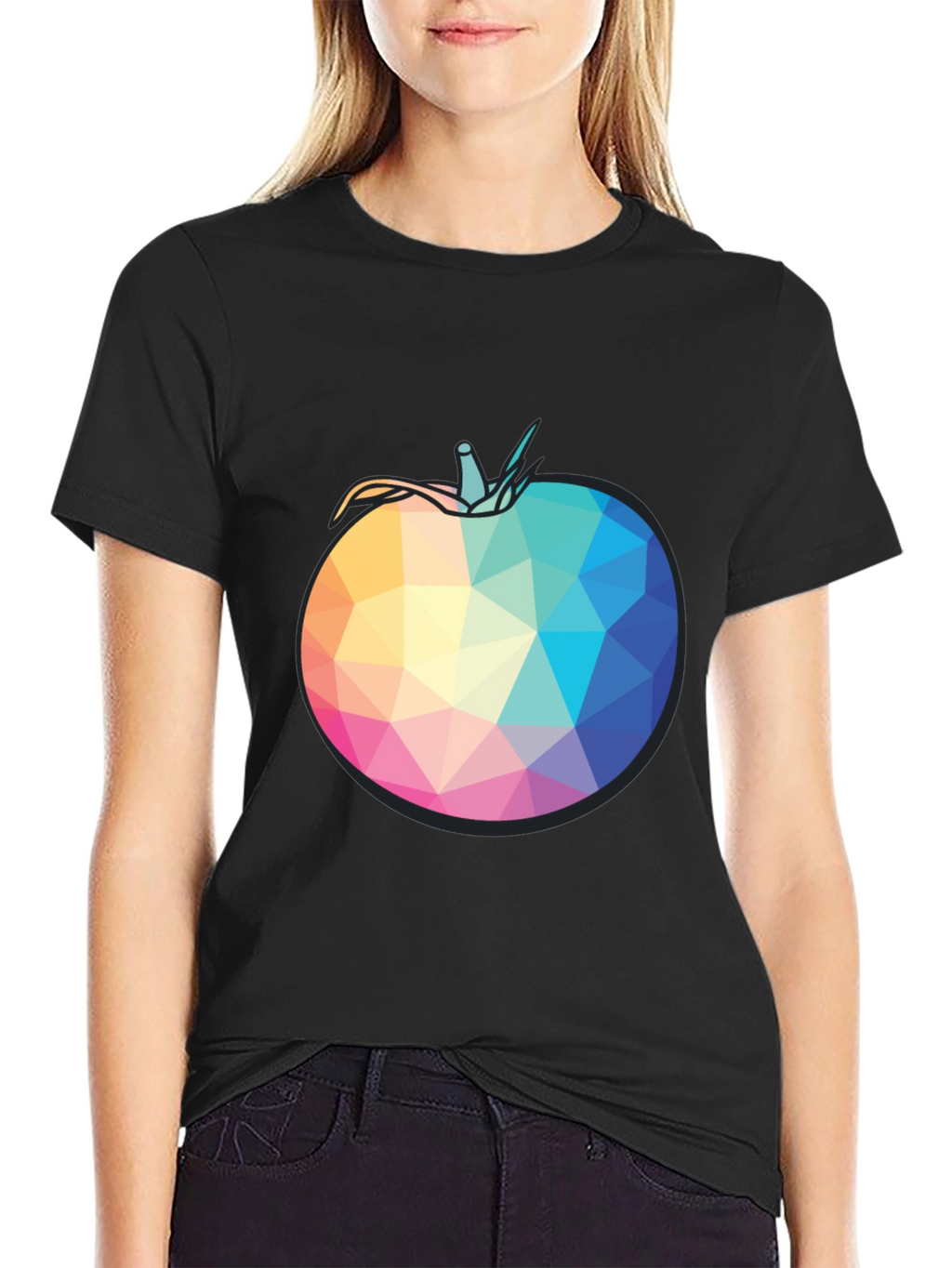 Geometric Tomato Black T-Shirt