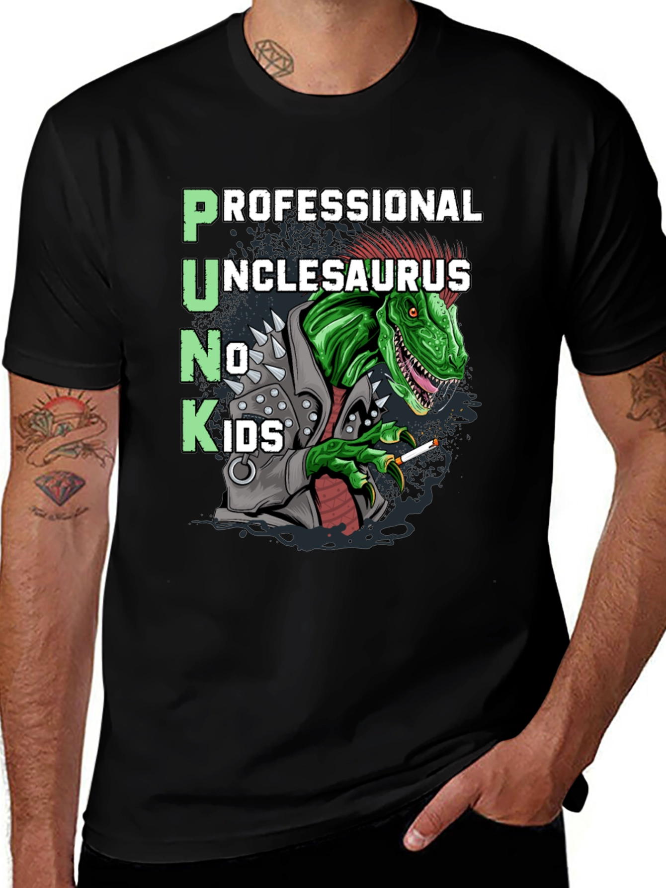 Punk Unclesaurus T-Shirt - No Kids