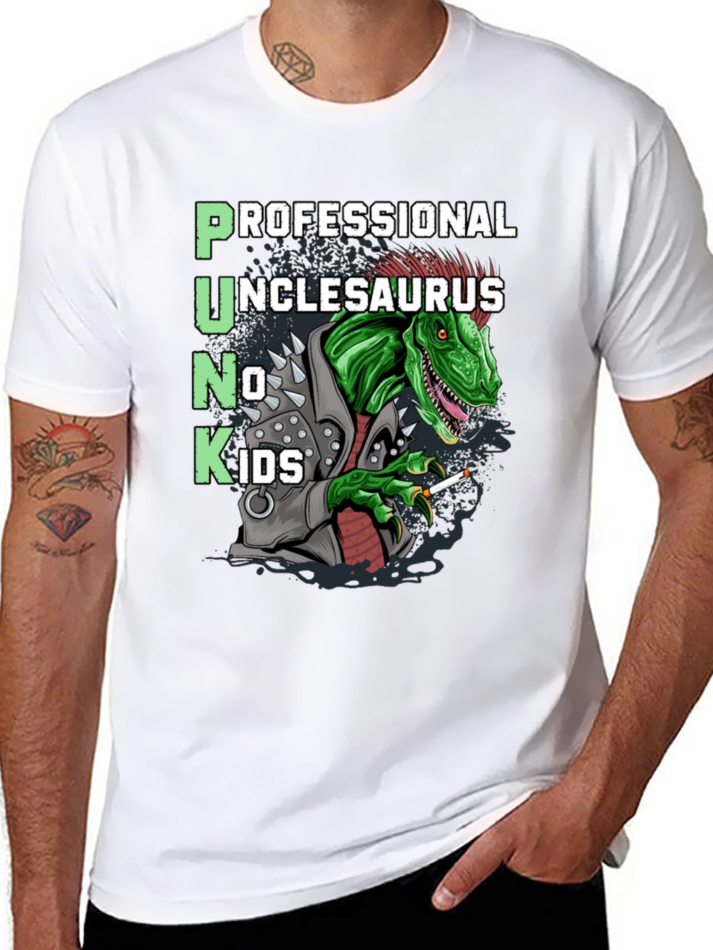 Punk Unclesaurus T-Shirt - No Kids