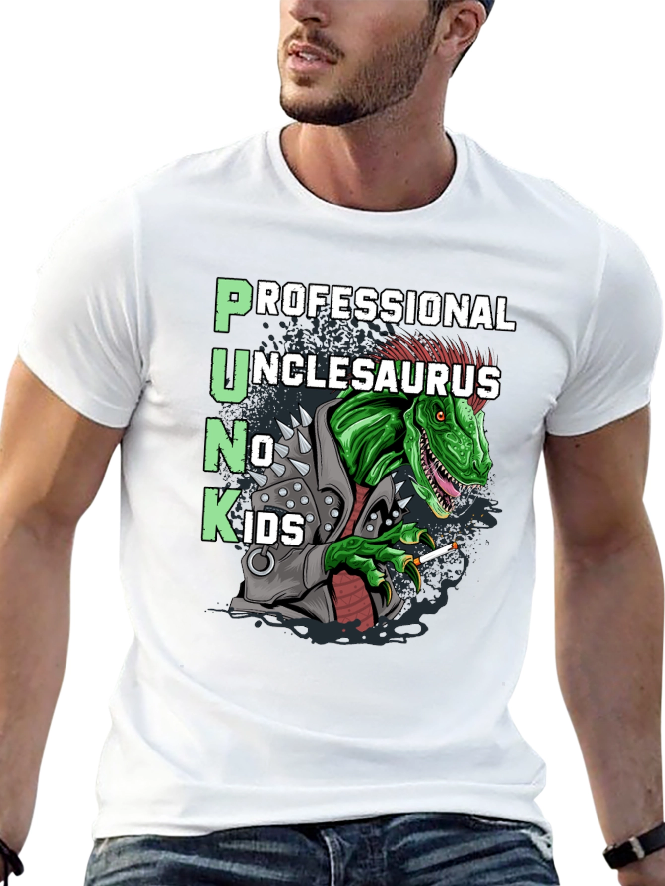 Punk Unclesaurus T-Shirt - No Kids