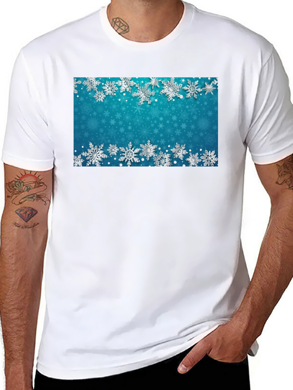 Snowflake Pattern T-Shirt - Winter Holiday Style