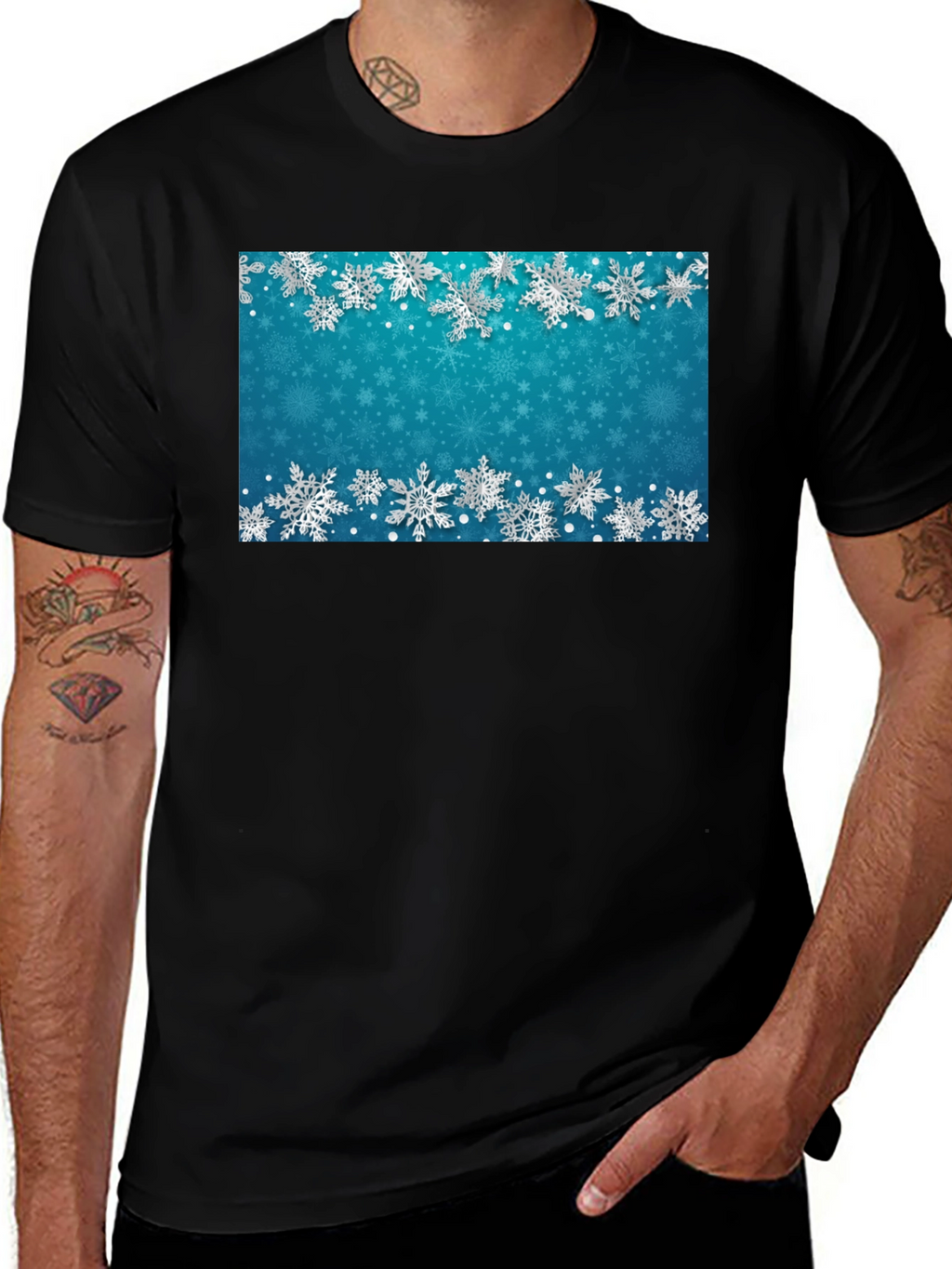 Snowflake Pattern T-Shirt - Winter Holiday Style