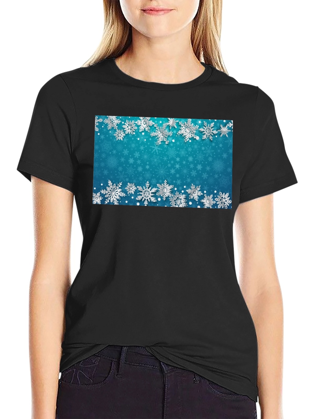 Snowflake Pattern T-Shirt - Winter Holiday Style